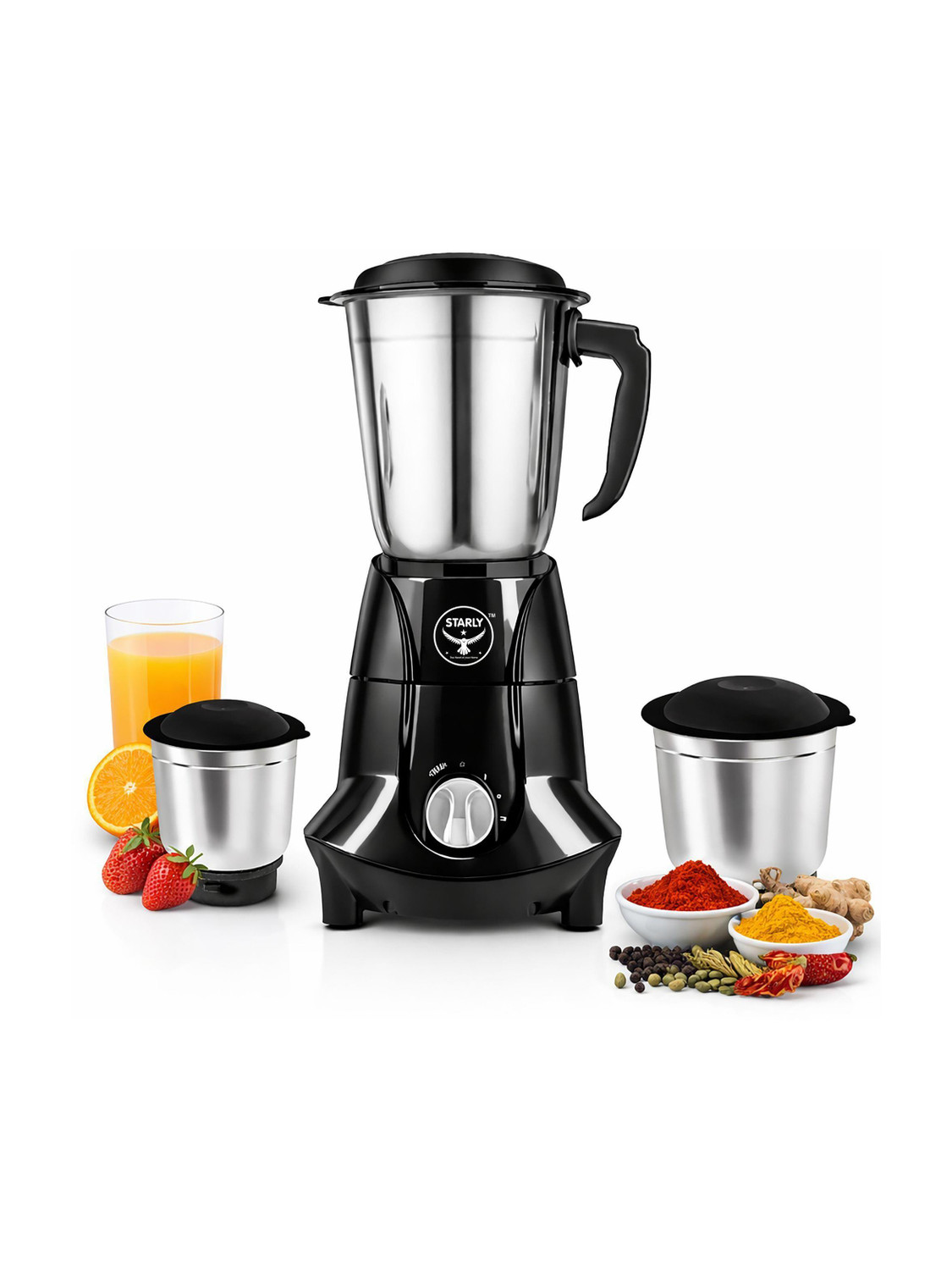Image of Starly Enterprises Best Home Mixer Grinder 750 W Juicer Mixer Grinder (Berlin Black 3Jar | 3 Jars | Black)