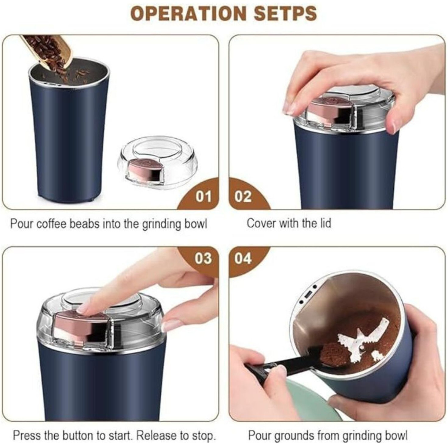 Image of VELUXA Electric Coffee Grinder Multipurpose Spice Grinder Stainless Steel 150 W Mixer Grinder