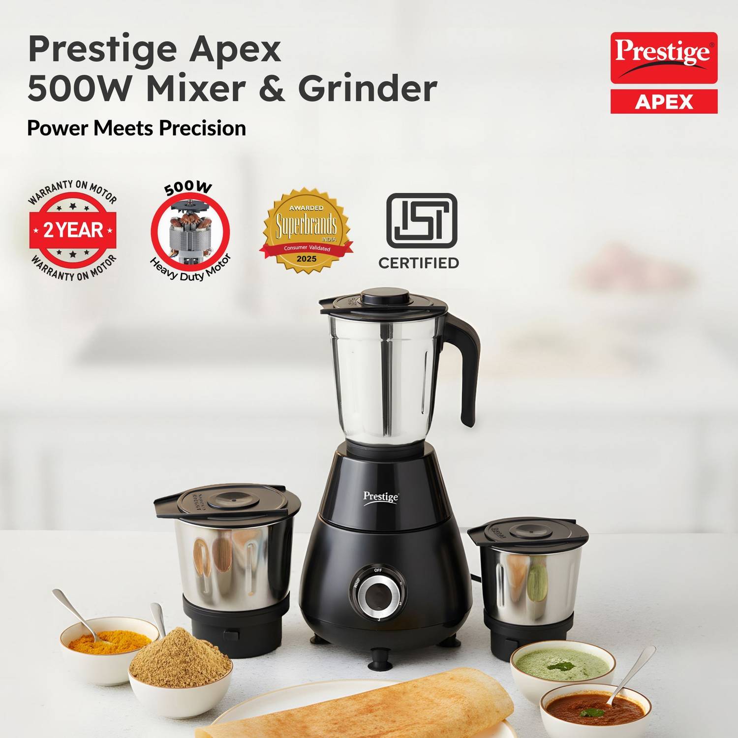 Prestige 500W Mixer Grinder Black - Image 2