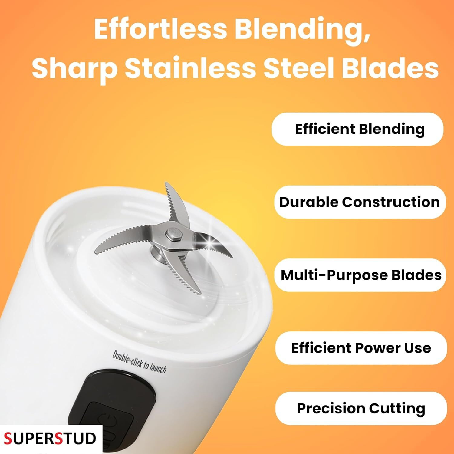 Image of SUPERSTUD 6 Blade Blender | 1800mAh Battery Type-C Charging Portable Juicer 230 W Juicer Mixer Grinder