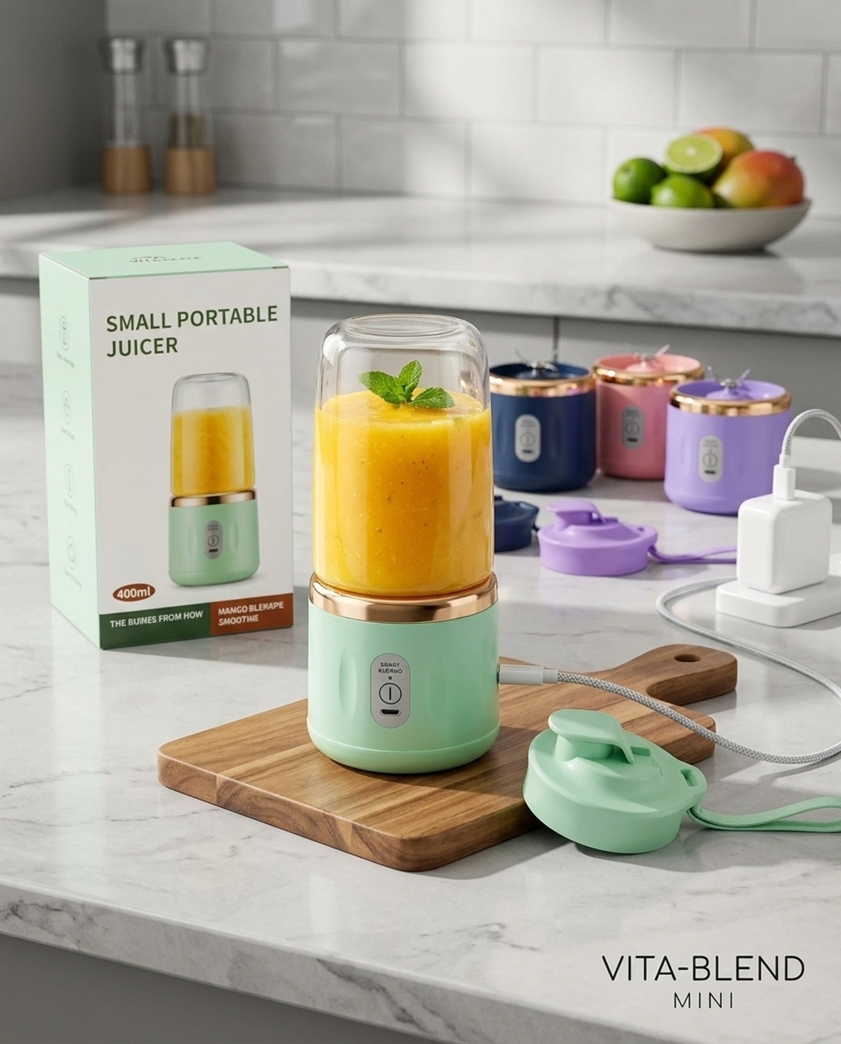 Image of GG Gift Portable USB Rechargeable Juicer 400ml | 6-Blade Stainless Steel Blender 50 W Juicer