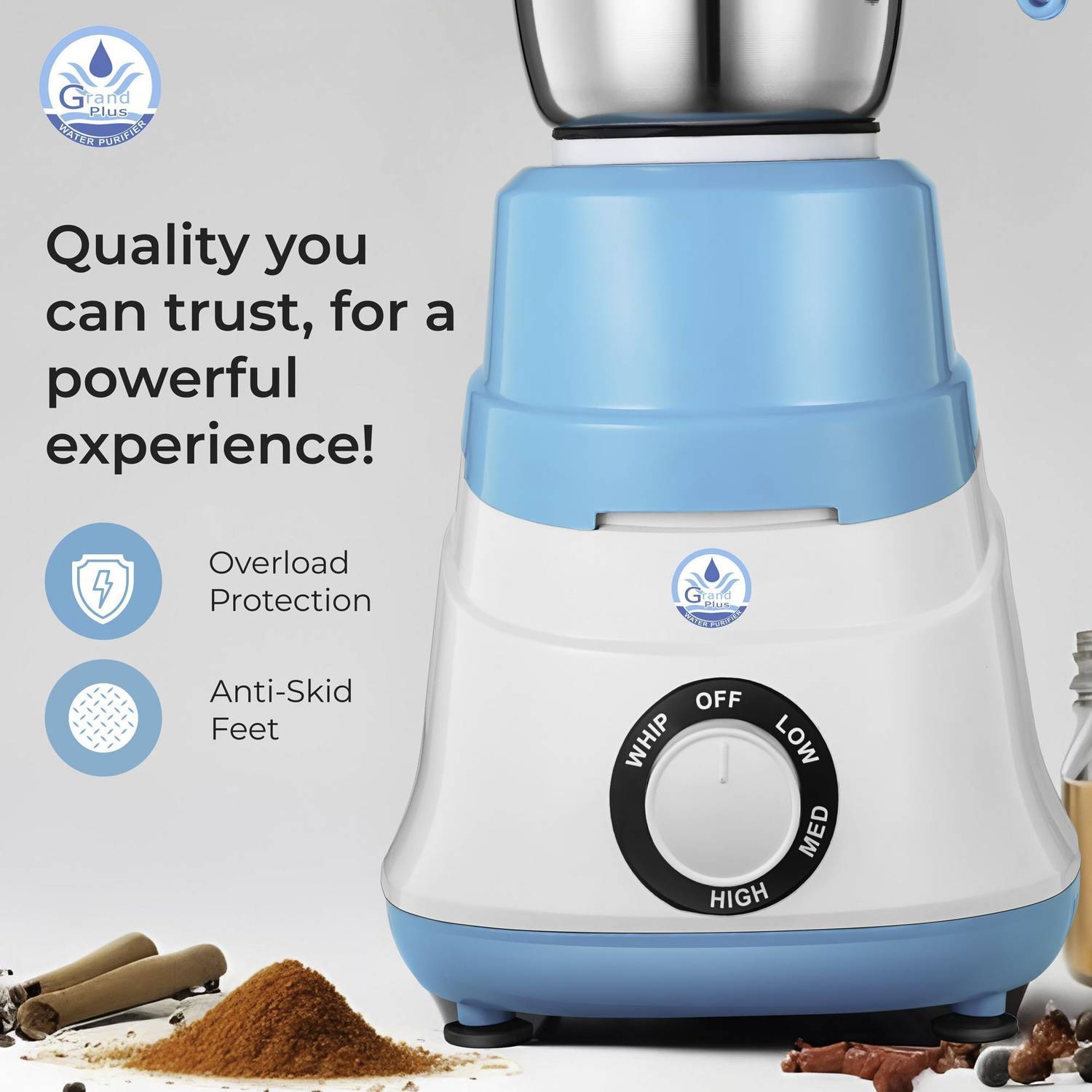 Grand Sky Blue 550W Mixer Grinder - Image 5