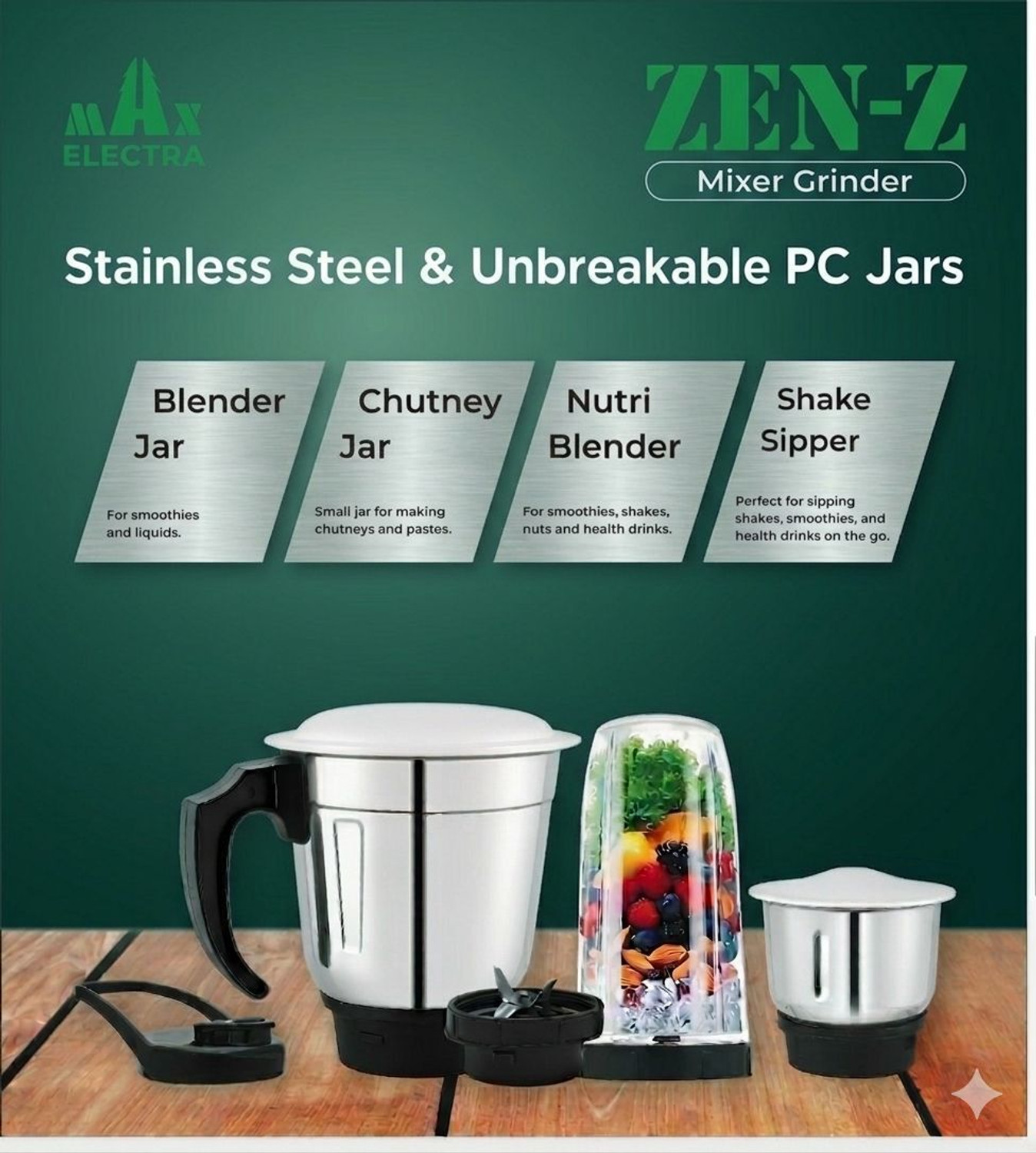 Image of MAX ELECTRA ZEN-Z18 500 W Juicer Mixer Grinder