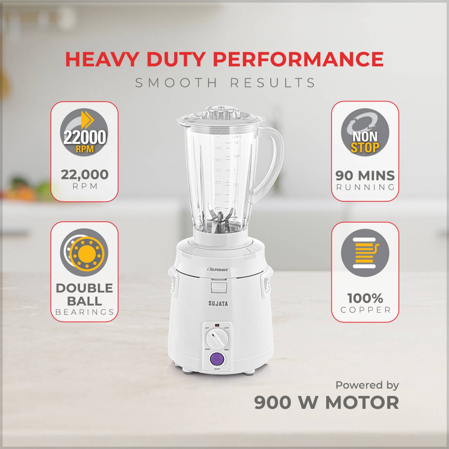 Sujata Supermix 900W Juicer Mixer Grinder - Image 3