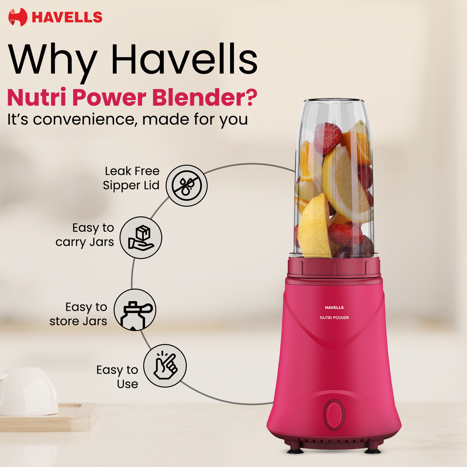 Image of HAVELLS Nutri Power 350 W Mixer Blender