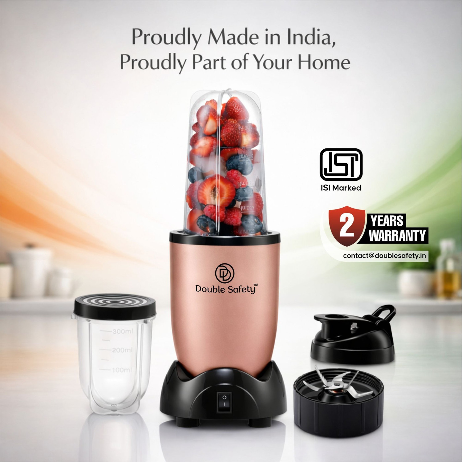 Image of Double Safety Blender 500W for Smoothies, Shakes, Chutney & Dry Grinding 500 W Juicer Mixer Grinder