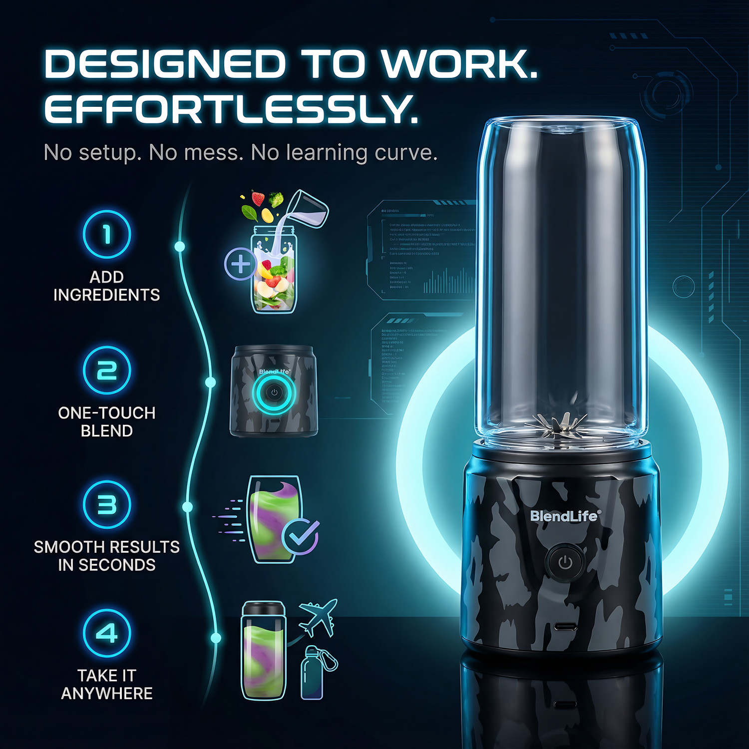 Image of BlendLife 32-Blade Portable Blender Juicer Grinder 420ml 2000mAh Rechargeable + Extra Jar 150 W Juicer Mixer Grinder