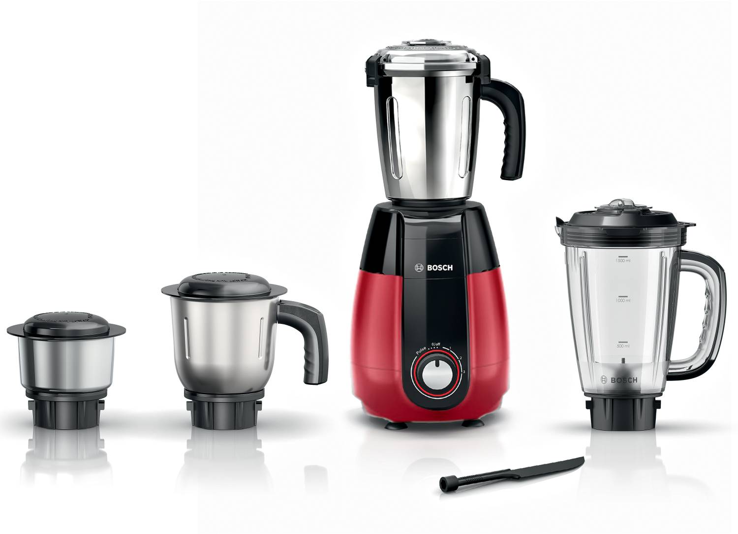 BOSCH TRUMIXX PRO 1000 W Mixer Grinder (MGM8842RIN 4 Jars Red