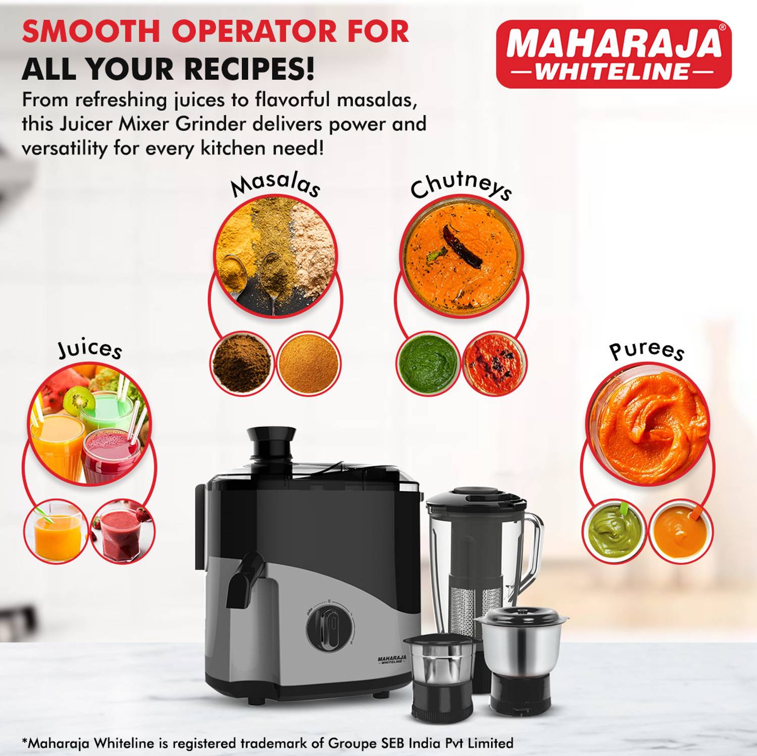 Maharaja Odacio Plus 550W Juicer Mixer Grinder - Image 5