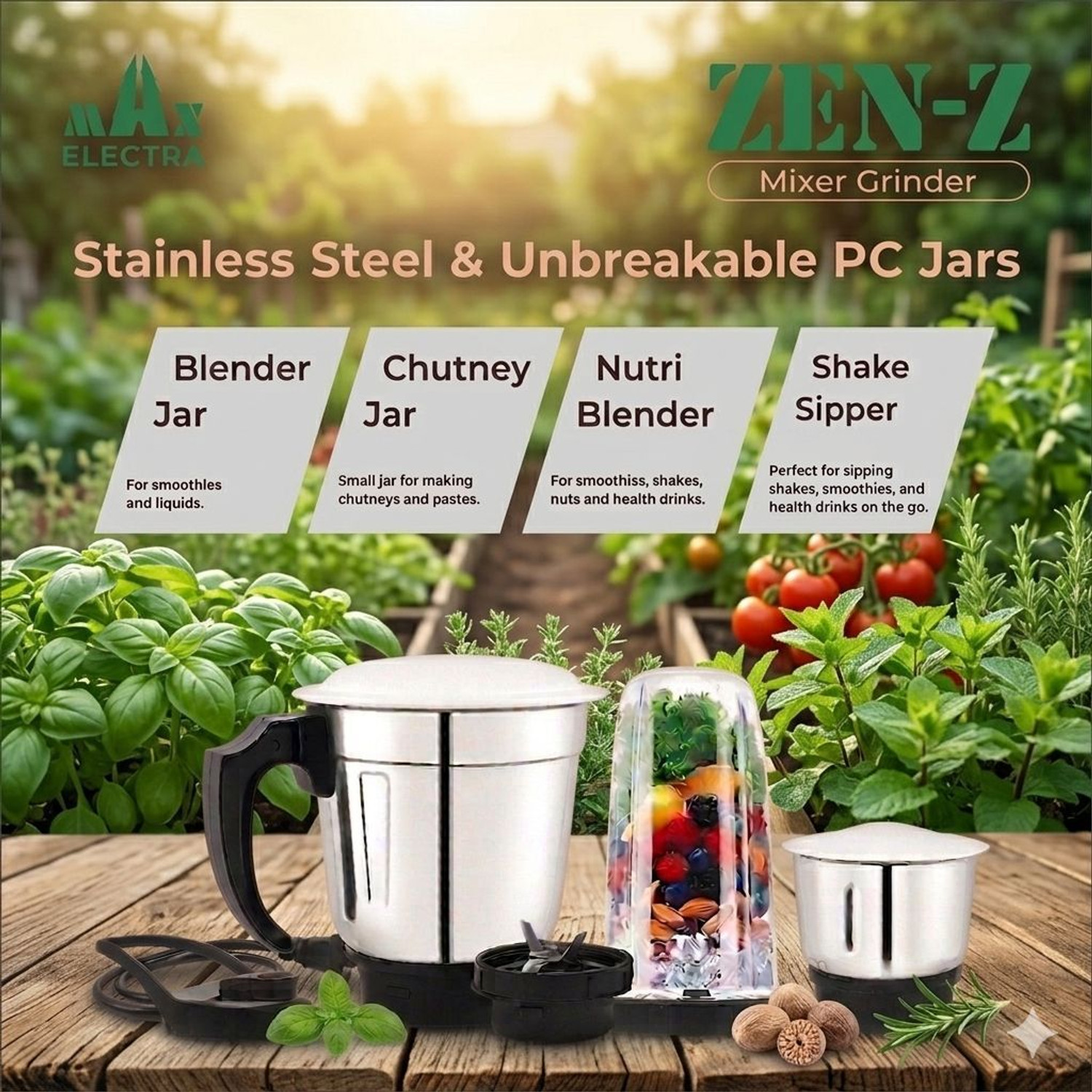 Image of MAX ELECTRA ZEN-Z49 500 W Juicer Mixer Grinder