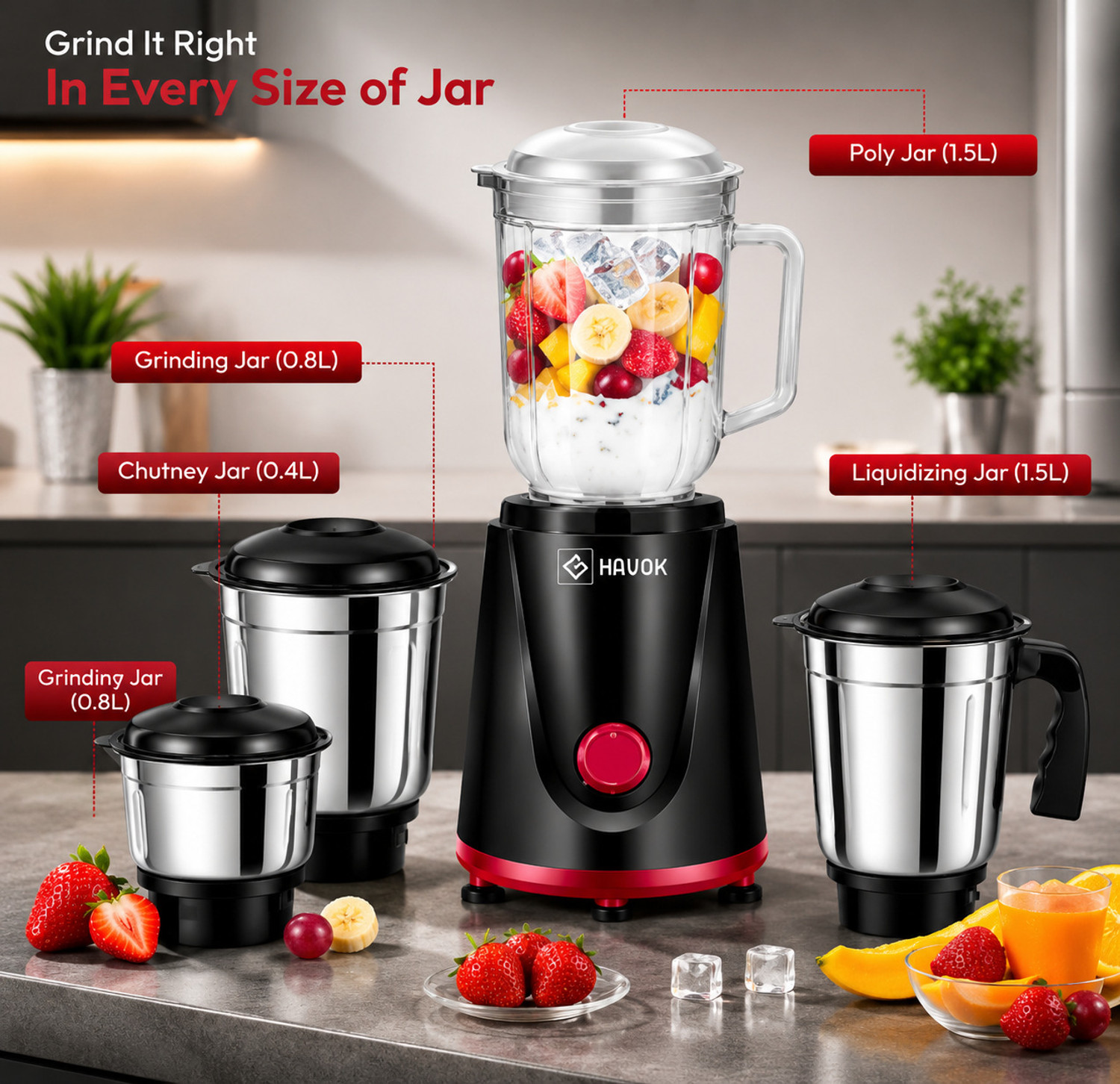 Image of Havok Valuemix 750 W Juicer Mixer Grinder