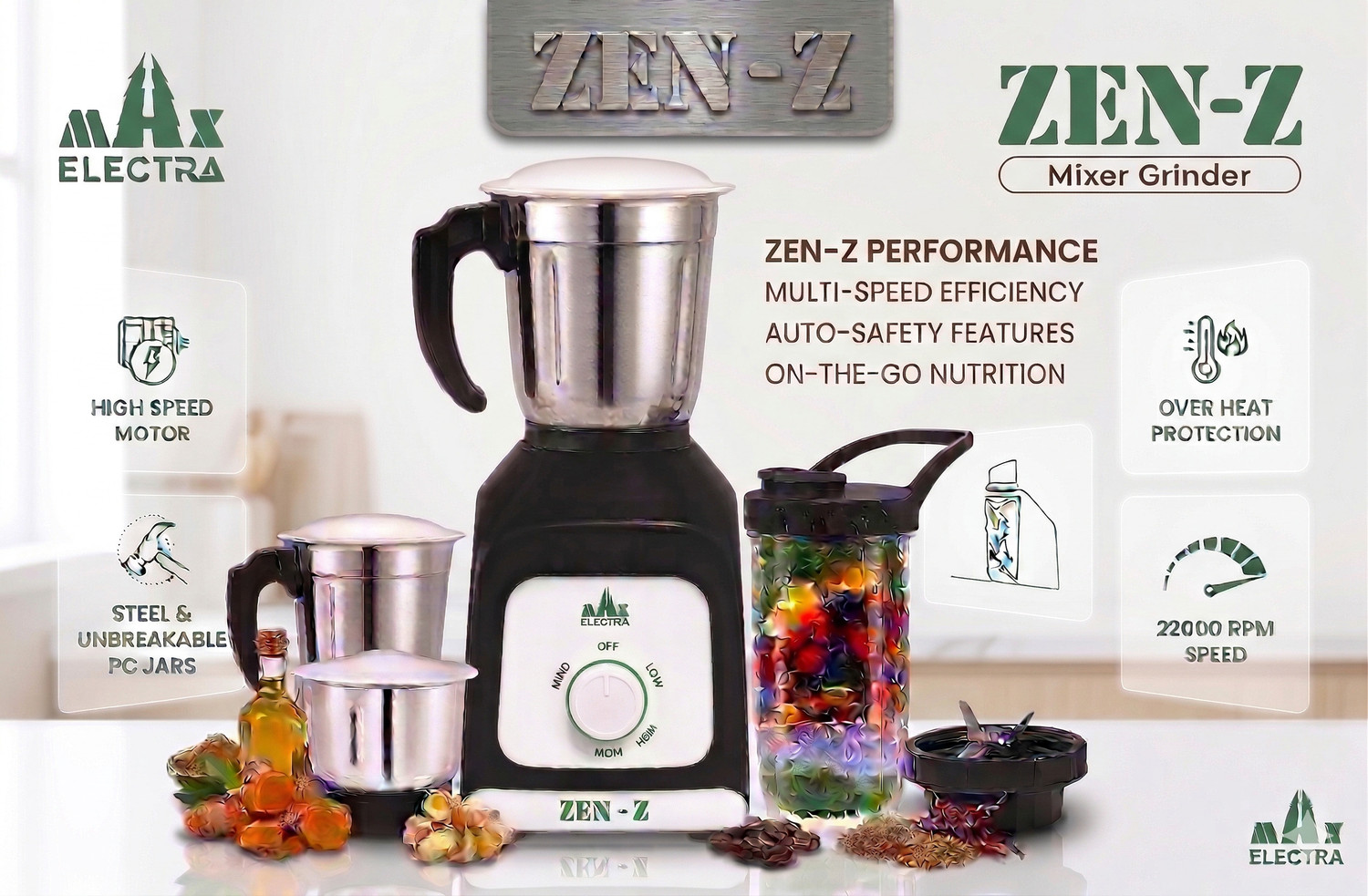 Image of MAX ELECTRA ZEN-Z36 500 W Juicer Mixer Grinder