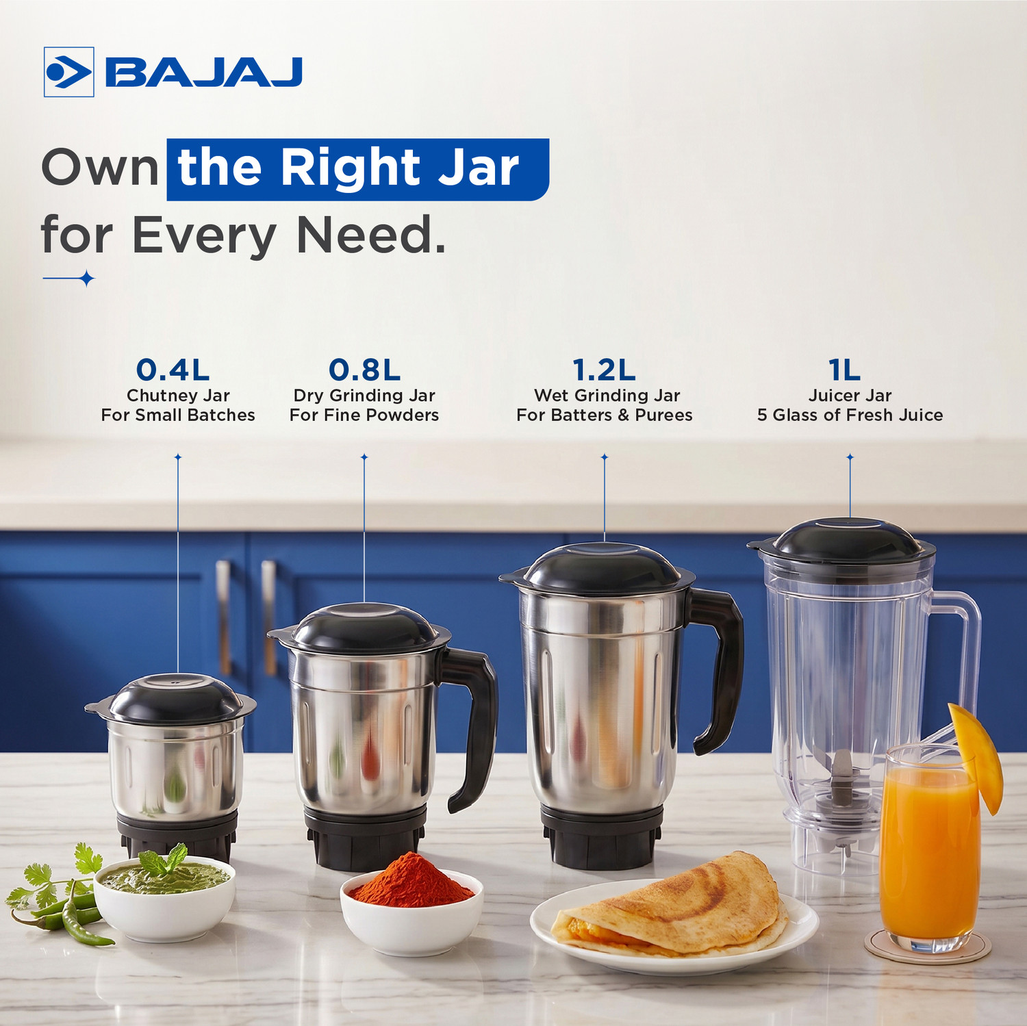 Image of BAJAJ GX-8 750 W Mixer Grinder