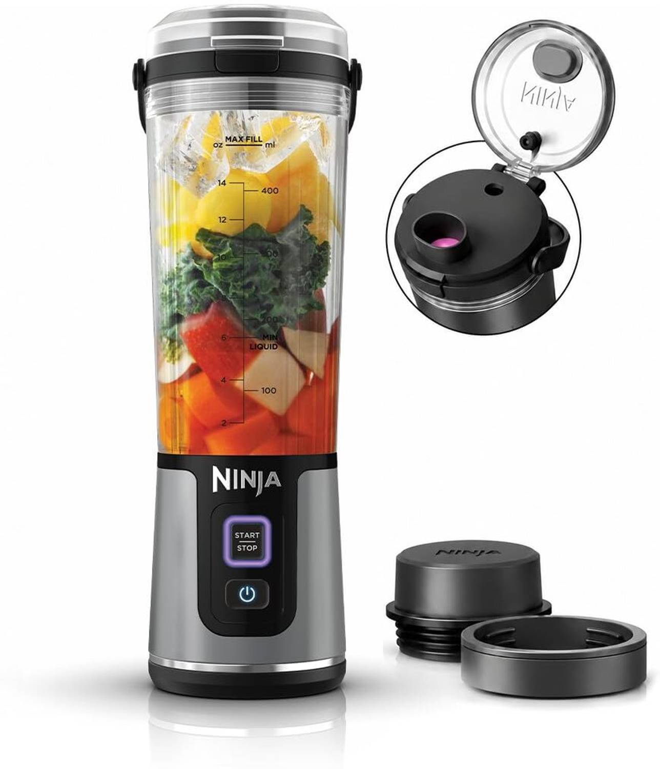 Ninja Blast Portable Cordless Blender 530ml 150 W Juicer Mixer Grinder (BC151INBK | 1 Jar | USB-C Rechargeable Crushes Ice & Frozen Fruit BPA Free, Leak-Proof Travel Lid | Black) — image 1 of 5