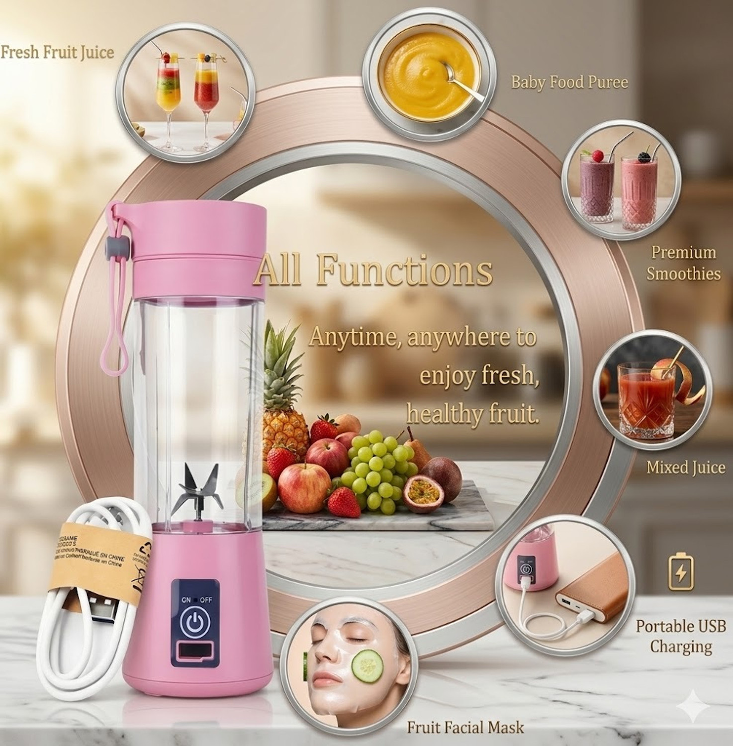 Image of VINTRIX USB-380ML-6B-PROBLEND-SMOOTHIE-LASSI 180 W Juicer Mixer Grinder