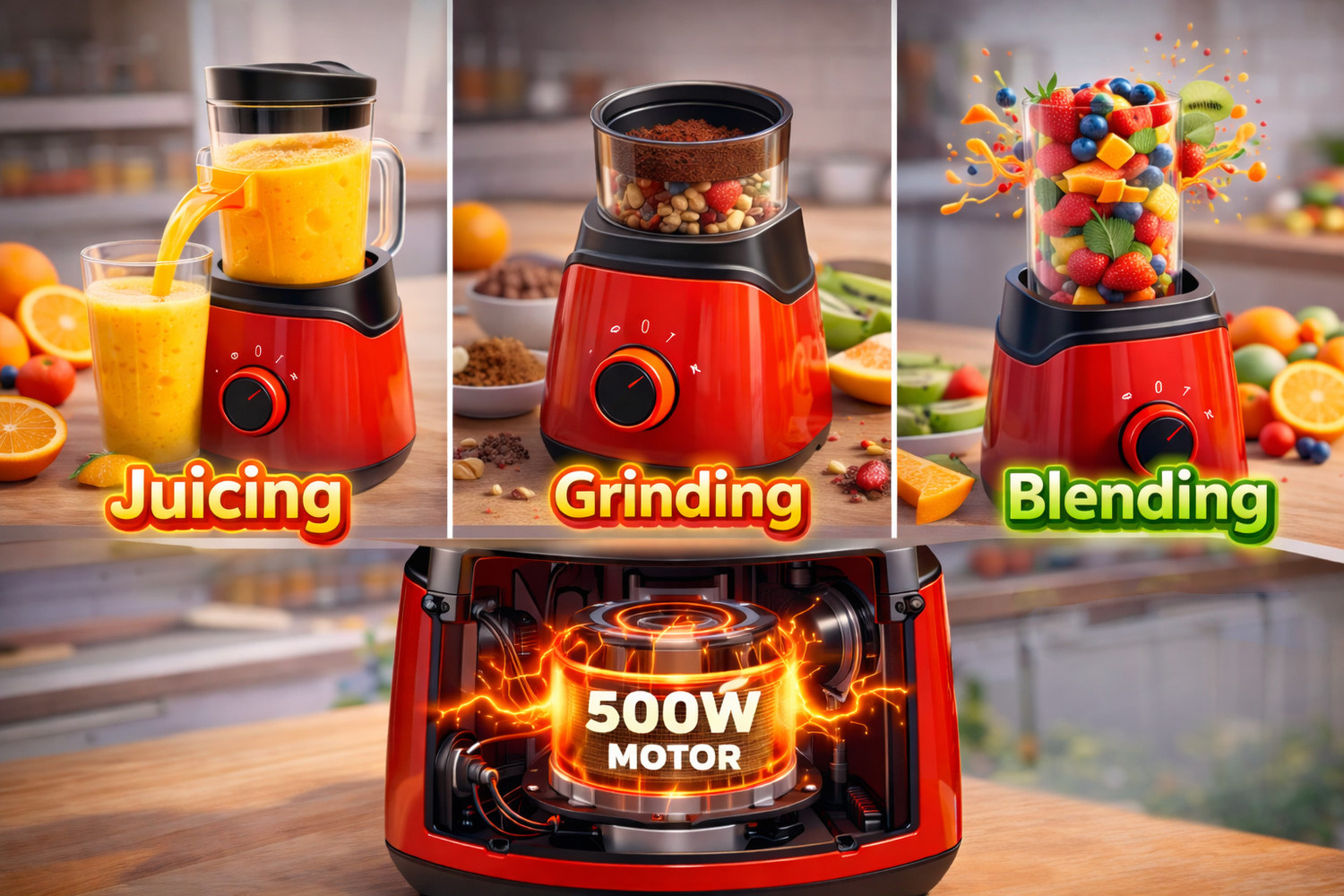 Image of Onshoppy Portable Nutri Blender | 500W Motor | Juicing, Blending & Grinding | 2 Bottles 500 W Juicer Mixer Grinder
