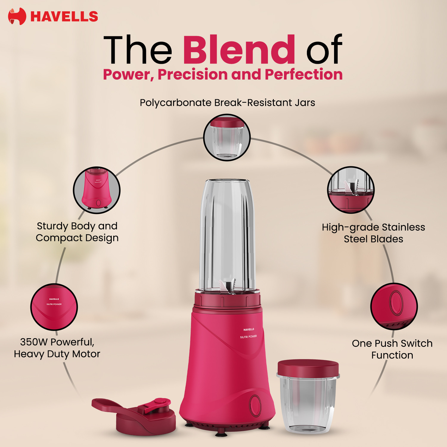 Image of HAVELLS Nutri Power 350 W Mixer Blender