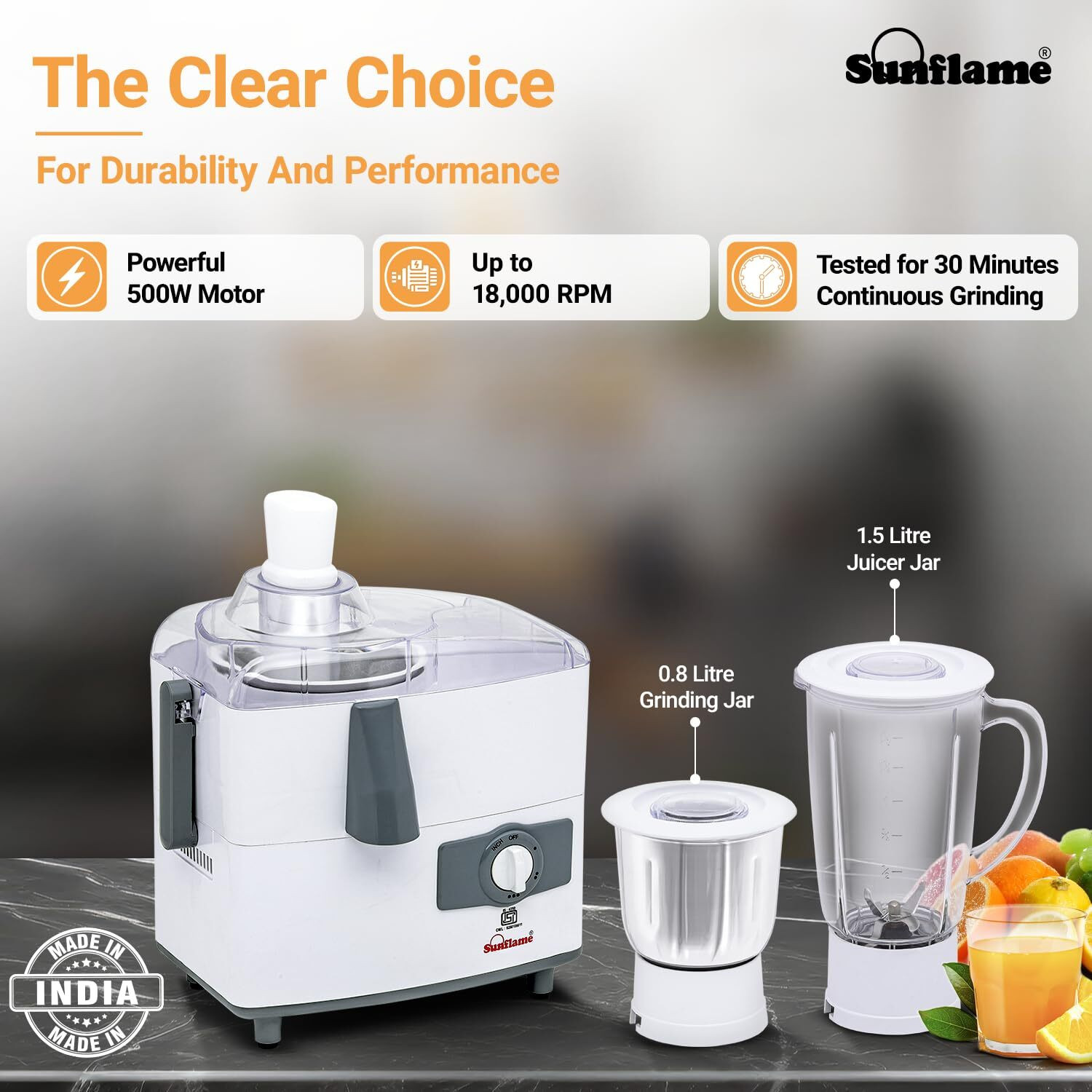 Image of Sunflame 2797543723136187 500 W Juicer Mixer Grinder
