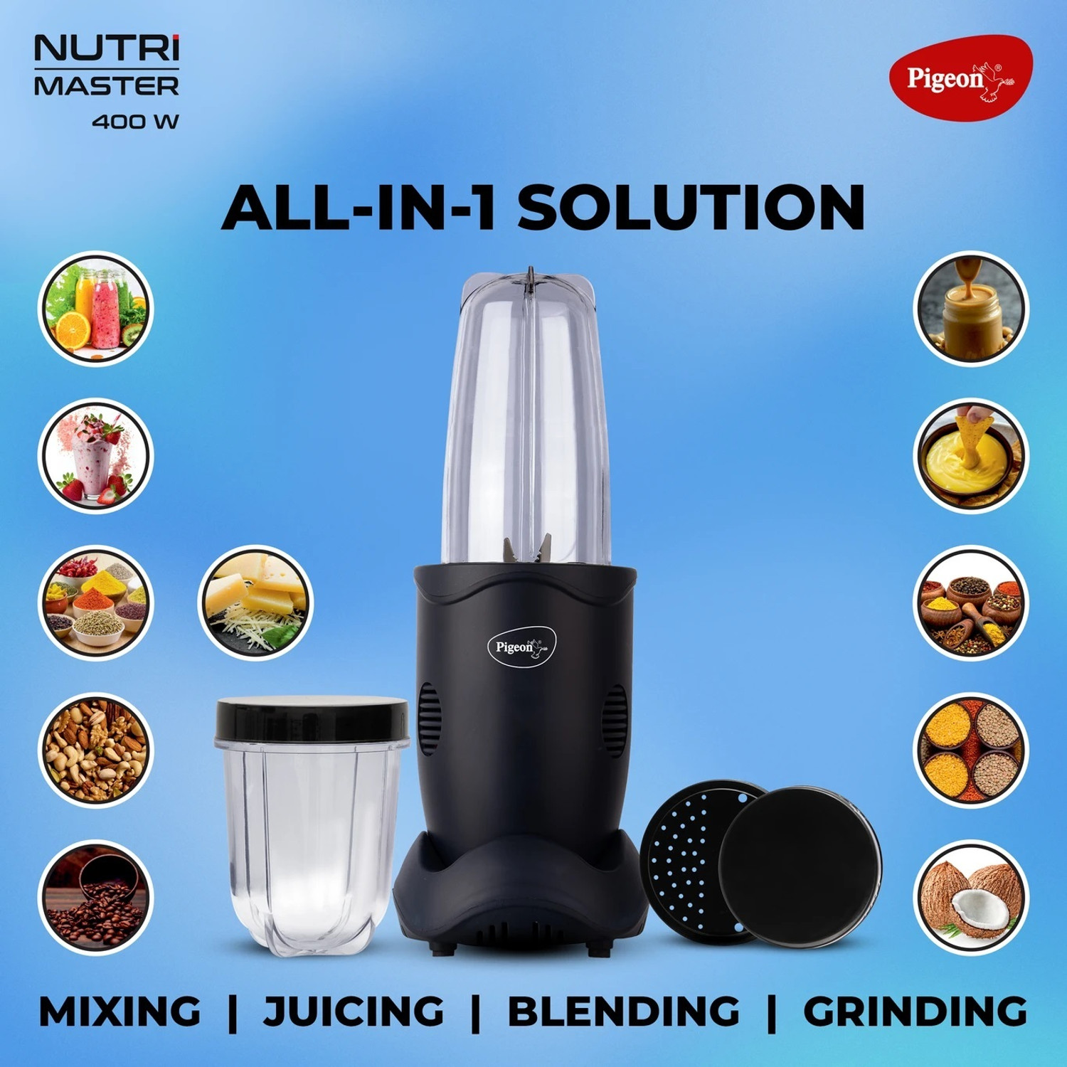 Image of Pigeon NUTRI MASTER 400 W Juicer Mixer Grinder