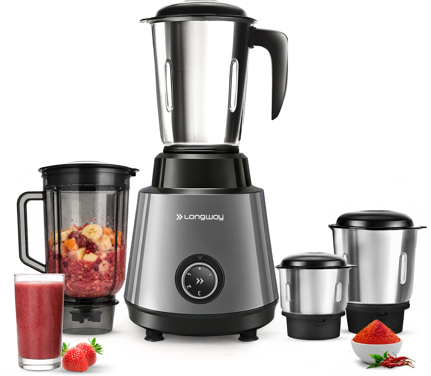 Image of Longway Powerful Motor for Grinding, Mixing, Juicing Up to 750 W Juicer Mixer Grinder