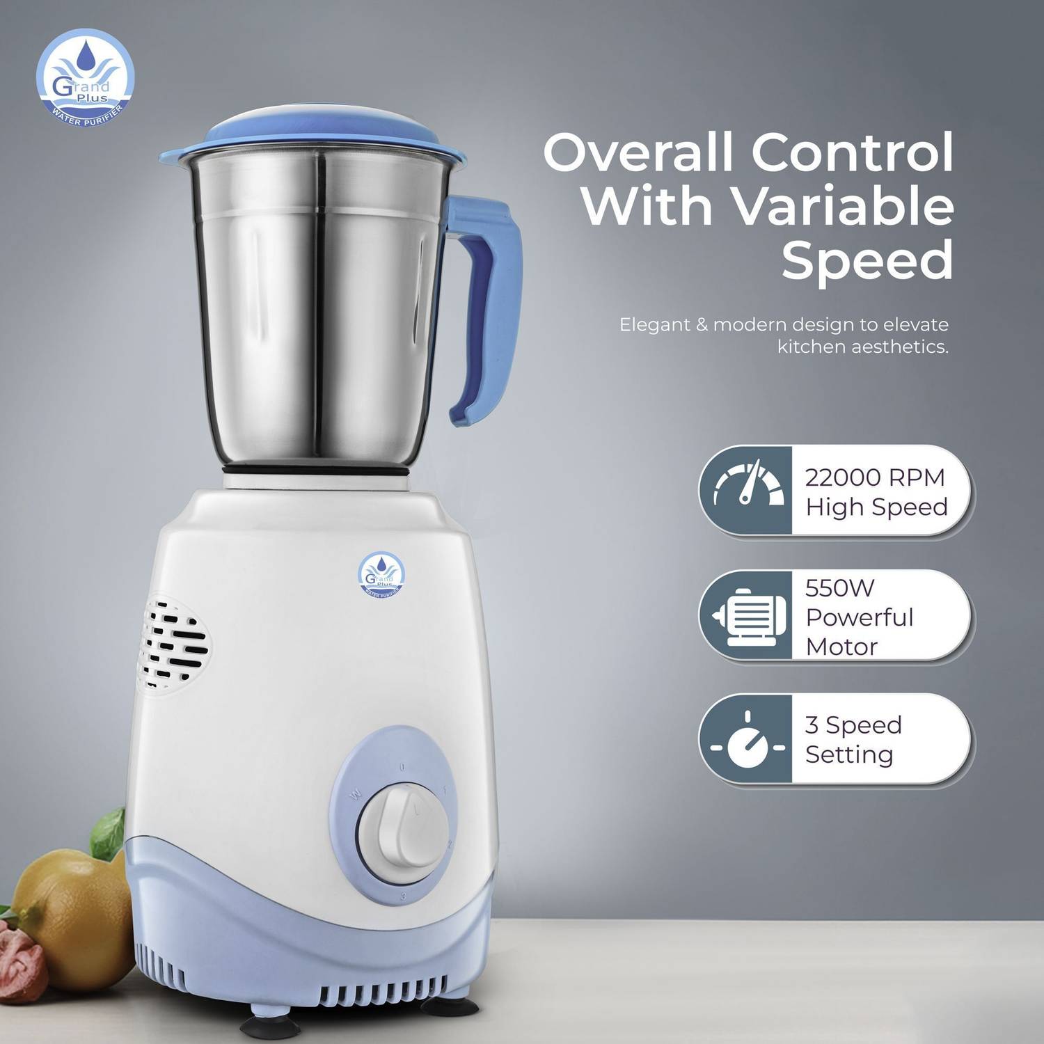 Grand plus Long 550 W Mixer Grinder White - Image 4