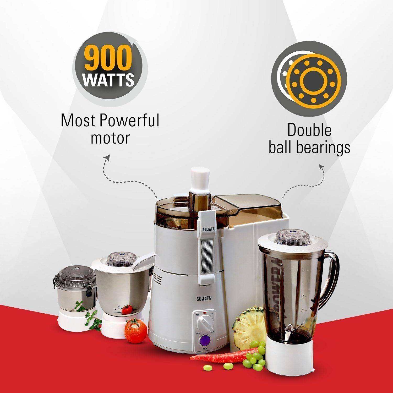SUJATA All-In-One Juicer Mixer Grinder 900W, 3 Jars (1.75L) - Image 4
