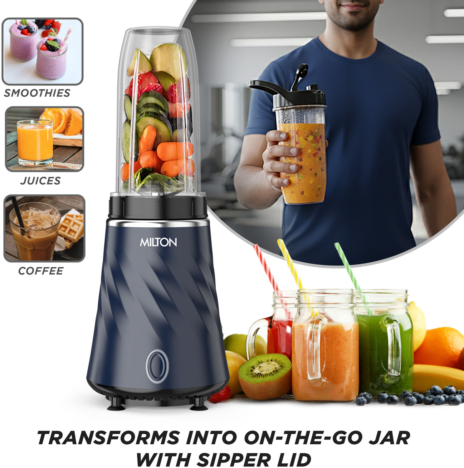 Image of MILTON Nutripure Nutri Blender 350 W Juicer Mixer Grinder