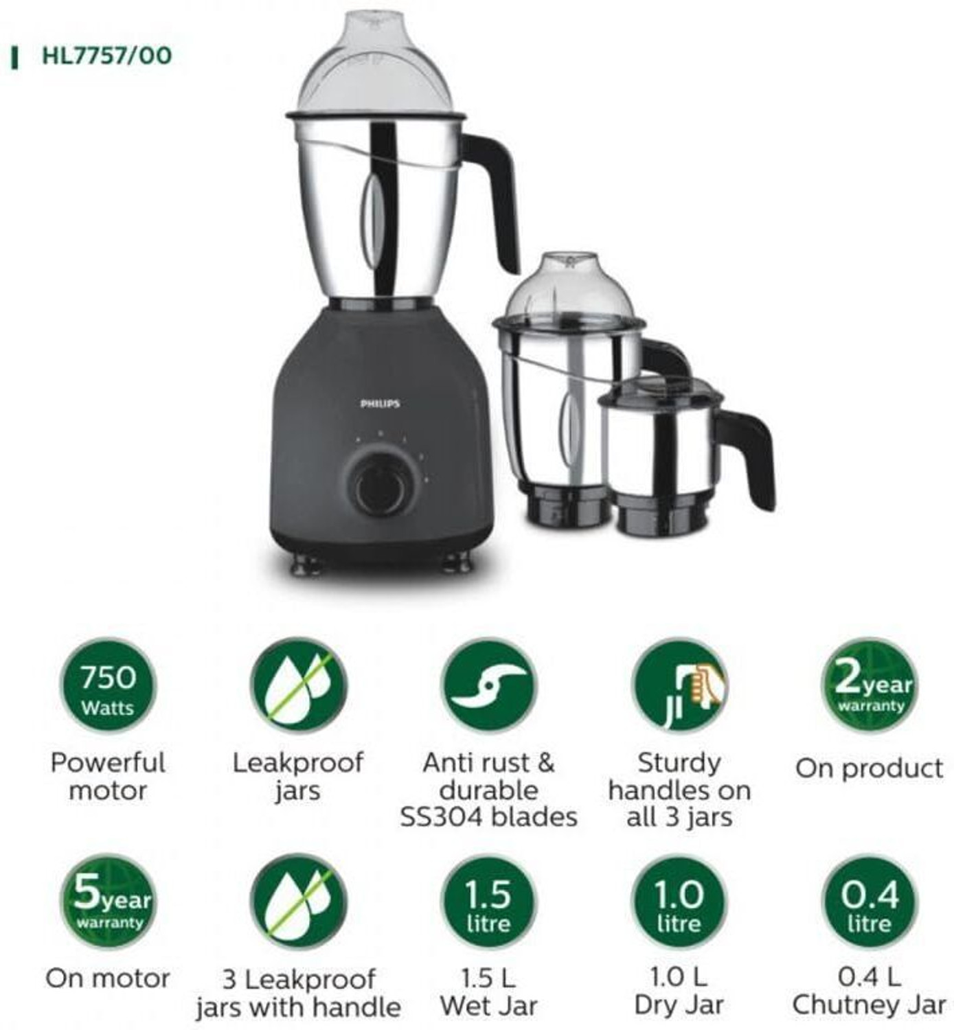 Image of PHILIPS PRO 750 W Mixer Grinder