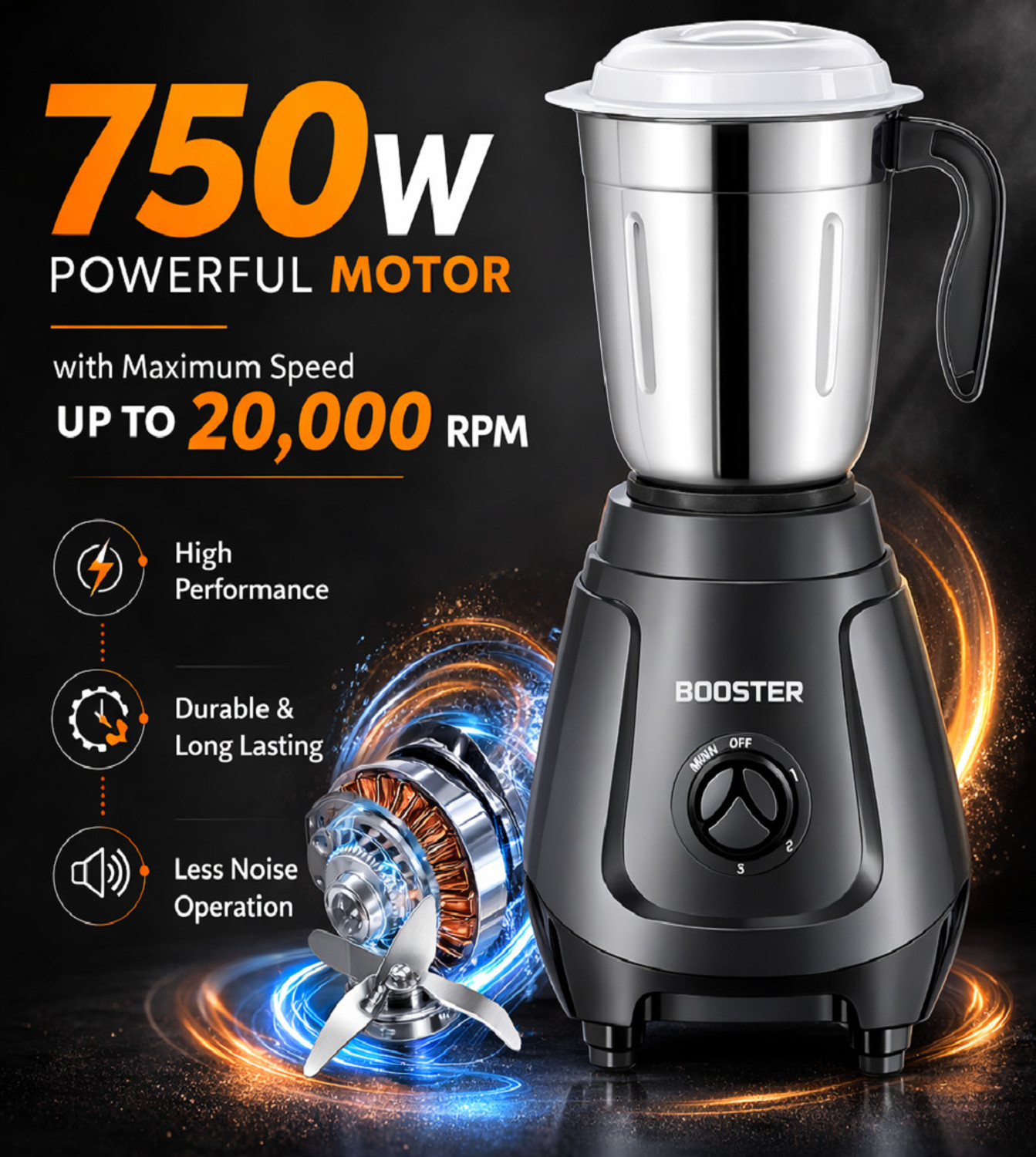 Image of BOOSTER Powerful Juicer Mixer Grinder 750 W Juicer Mixer Grinder