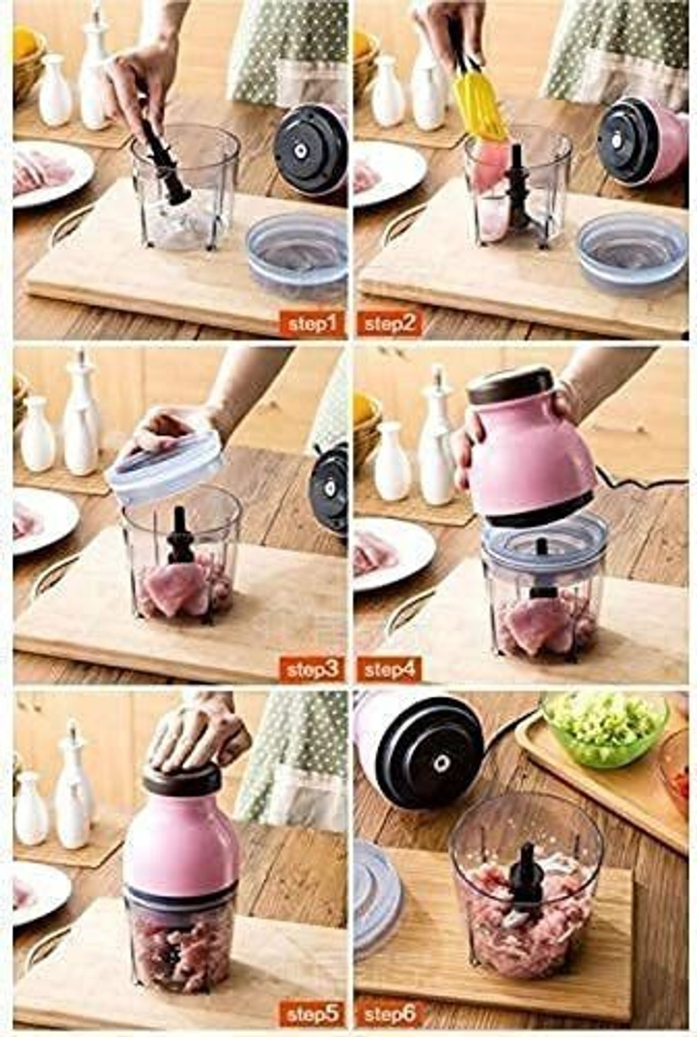 Image of Lariox Multipurpose Food Chopper Food Processor Blenders Mini Blender Mixers & Grinder Capsule Cutter Quatre Mini Electric Blender 230 W Food Processor (Pink)
