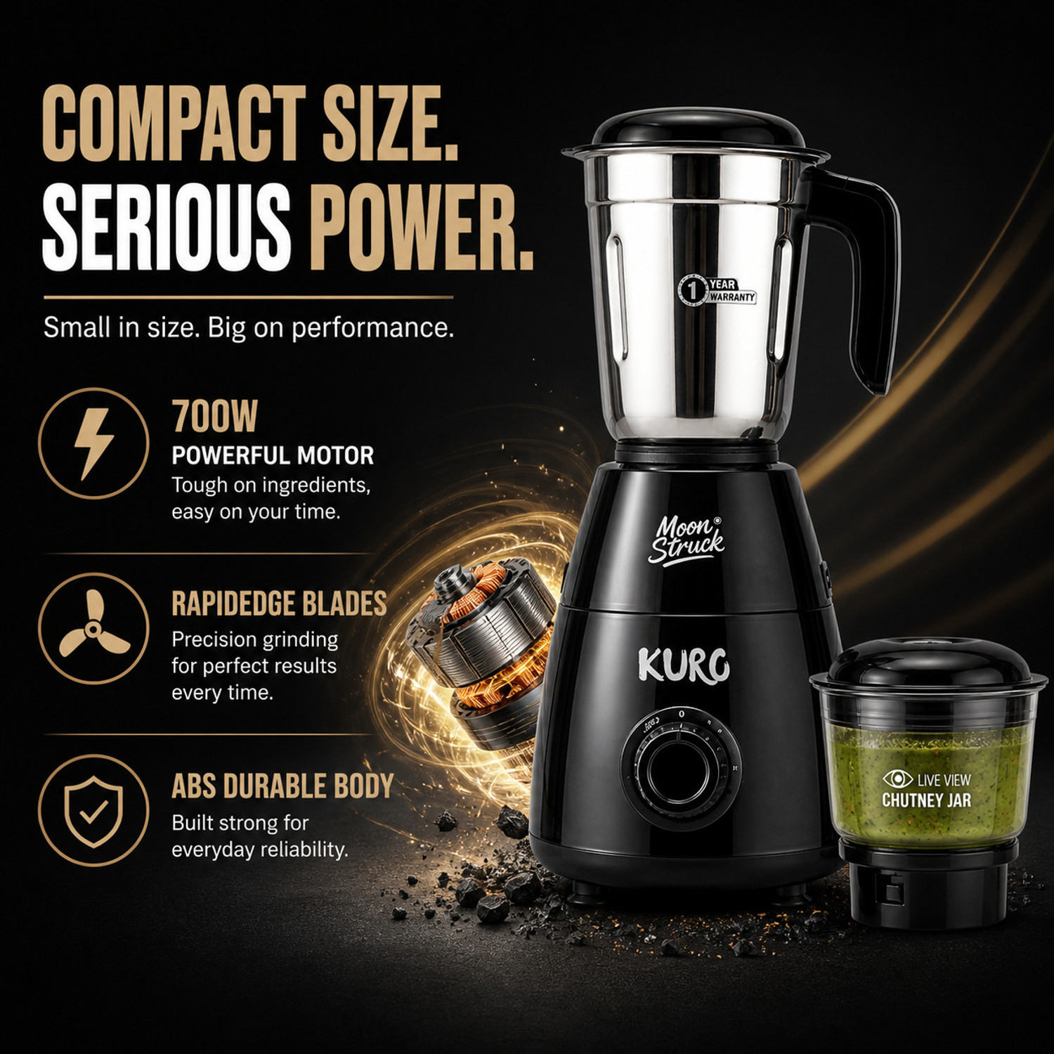 Image of Moonstruck Kuro 2 Jar Set 700 W Mixer Blender
