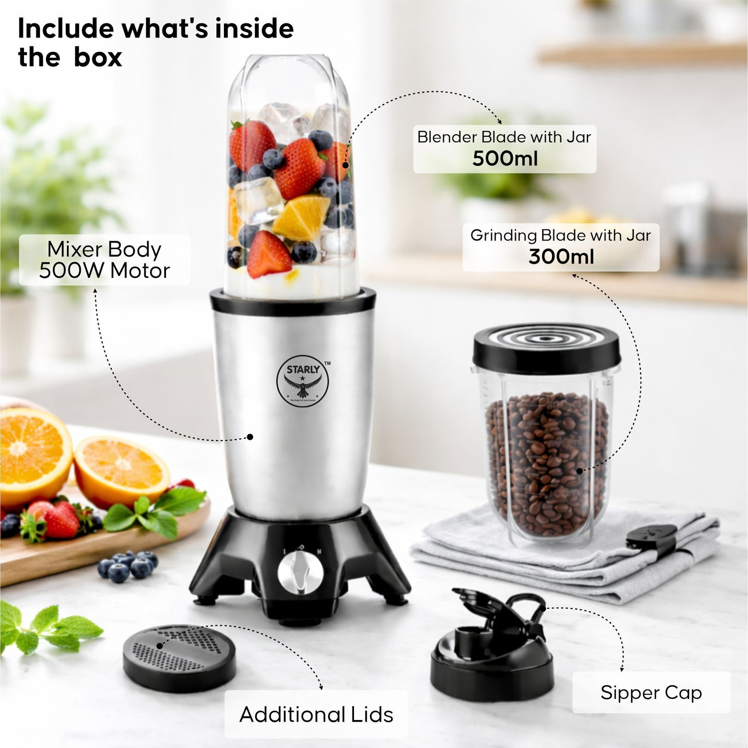 Image of Starly Enterprises Best Home Mixer Grinder 500 W Juicer Mixer Grinder