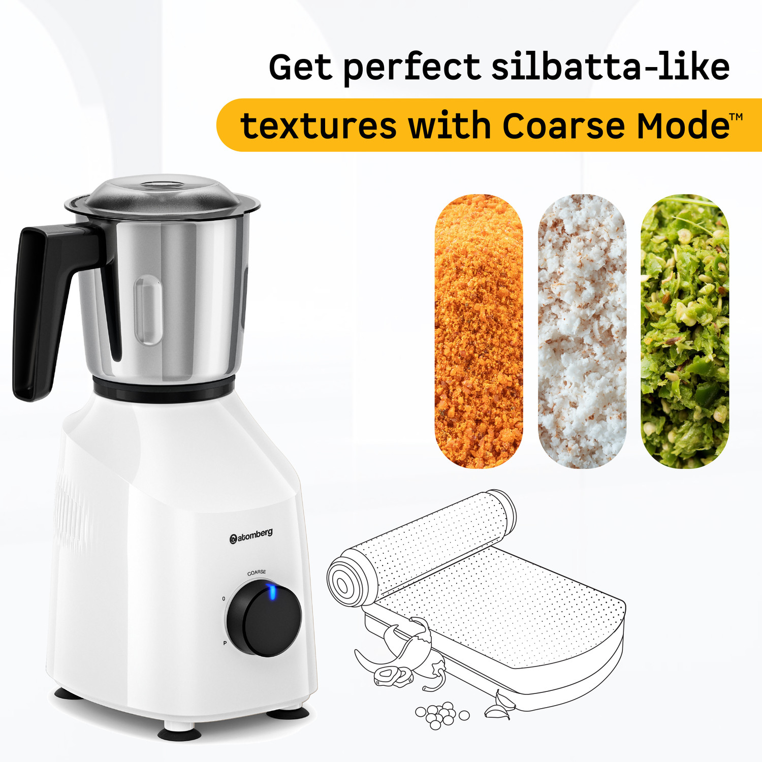 Image of Atomberg Xiana with Unique Coarse Mode | Intelligent Motor 750 W Mixer Grinder