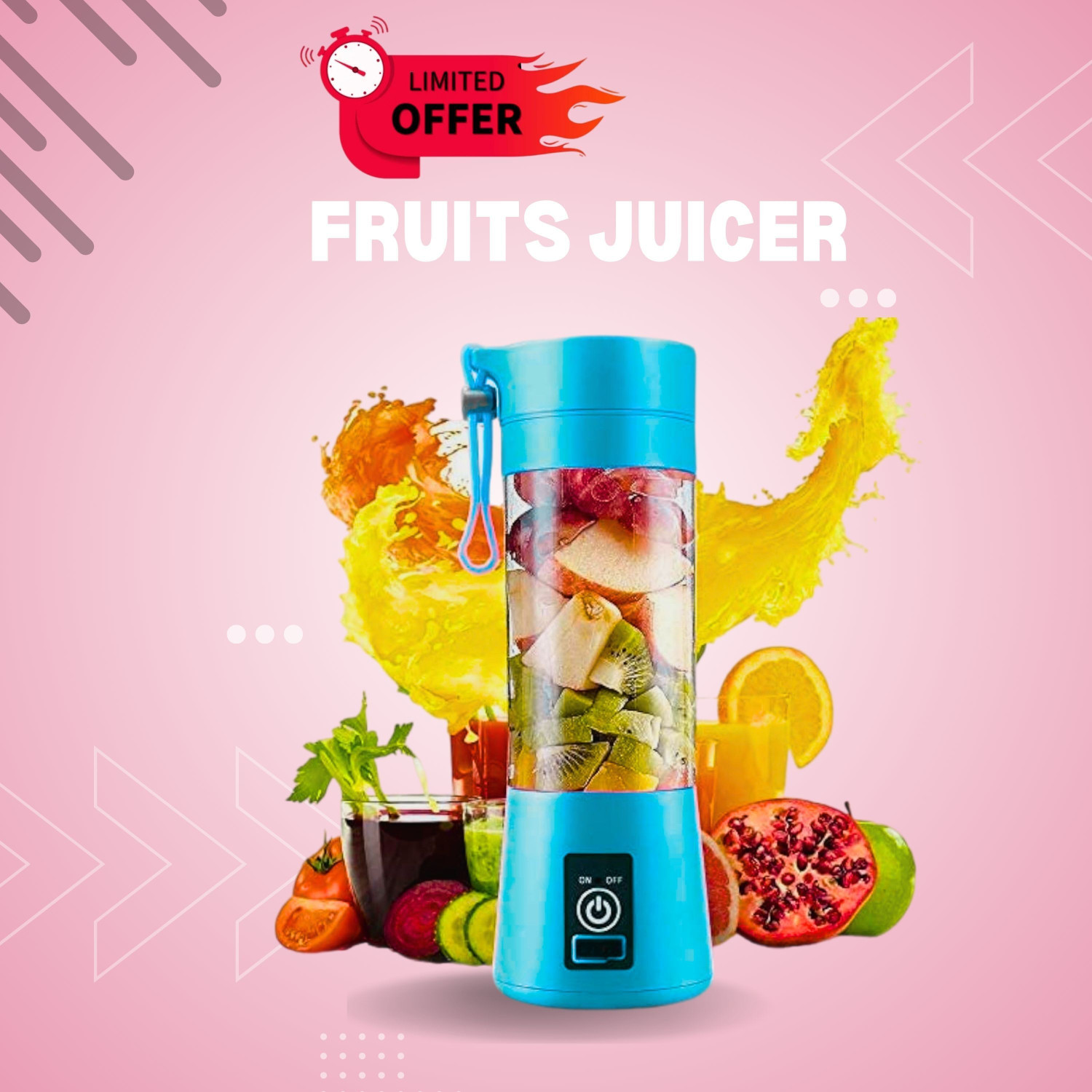 Image of JayGopalTrendz Electric Rechargeable Fruit Juicer Maker Portable USB Mini Juicer ShakerTY377 350 W Juicer Mixer Grinder