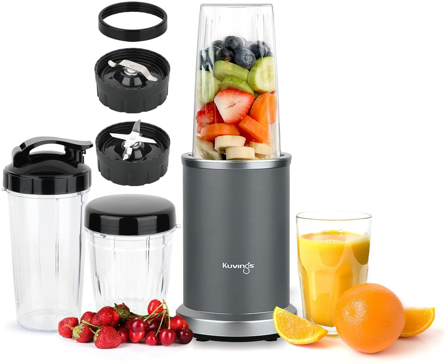 Image of Kuvings 2025 Nutri Blender PRO 2.0 Gunmetal Grey, Upgraded 2 Blades, Powerful 1000 W Mixer Blender