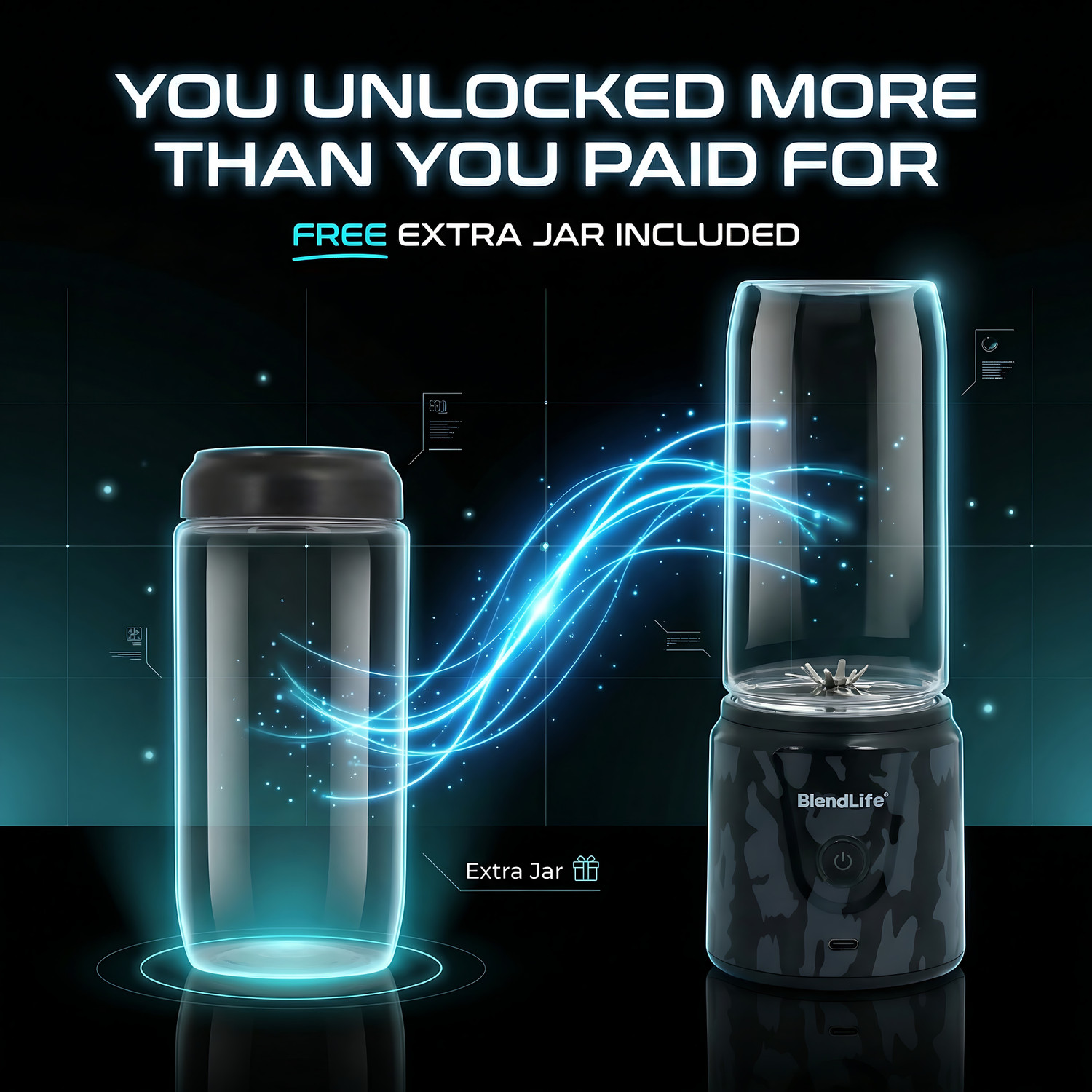 Image of BlendLife 32-Blade Portable Blender Juicer Grinder 420ml 2000mAh Rechargeable + Extra Jar 150 W Juicer Mixer Grinder