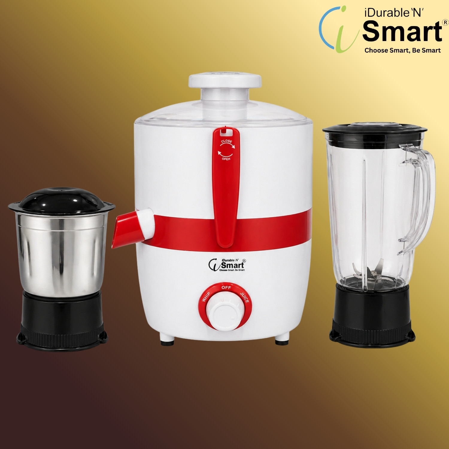 Image of iDurable 'N' Smart Opel Powerful Motor | 2 Jars | Smooth Grinding & Juicing | High Performance 750 W Juicer Mixer Grinder
