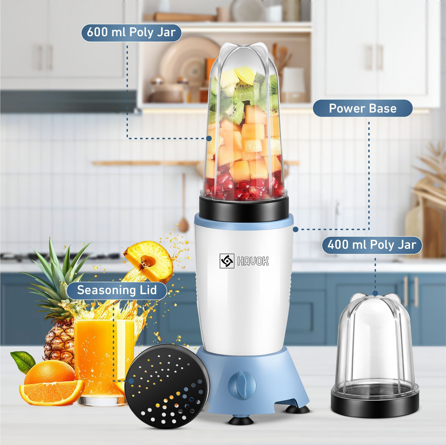 Image of Havok 2 Jar With Powerful Long Lasting Shock Proof Abs Body 750 W Juicer Mixer 750 W Juicer Mixer Grinder
