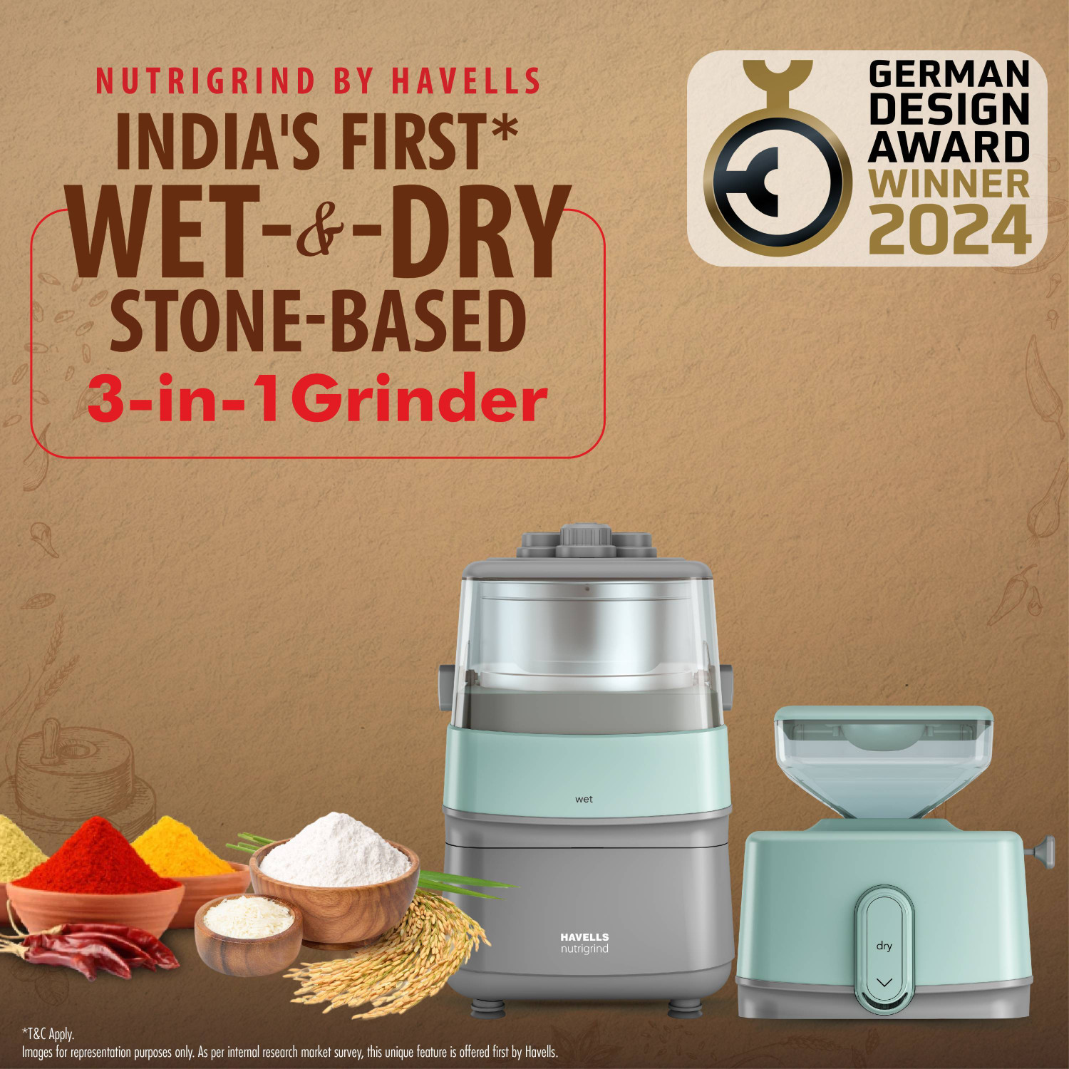 Image of HAVELLS Nutrigrind Wet & Dry Grinder 400 W Mixer Grinder