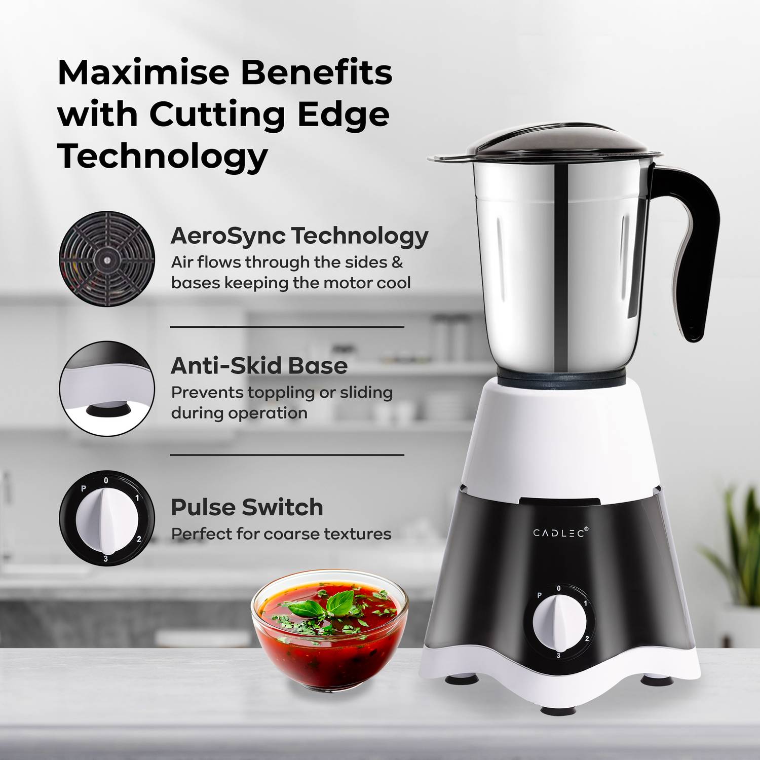 Cadlec MixGenie 750 W Juicer Mixer Grinder - Image 4