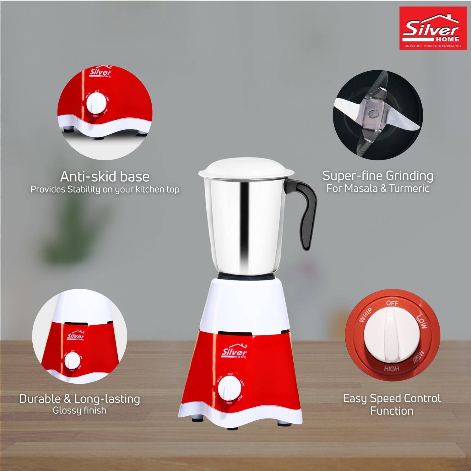Silver Home 1 450W Mixer Grinder - Image 3