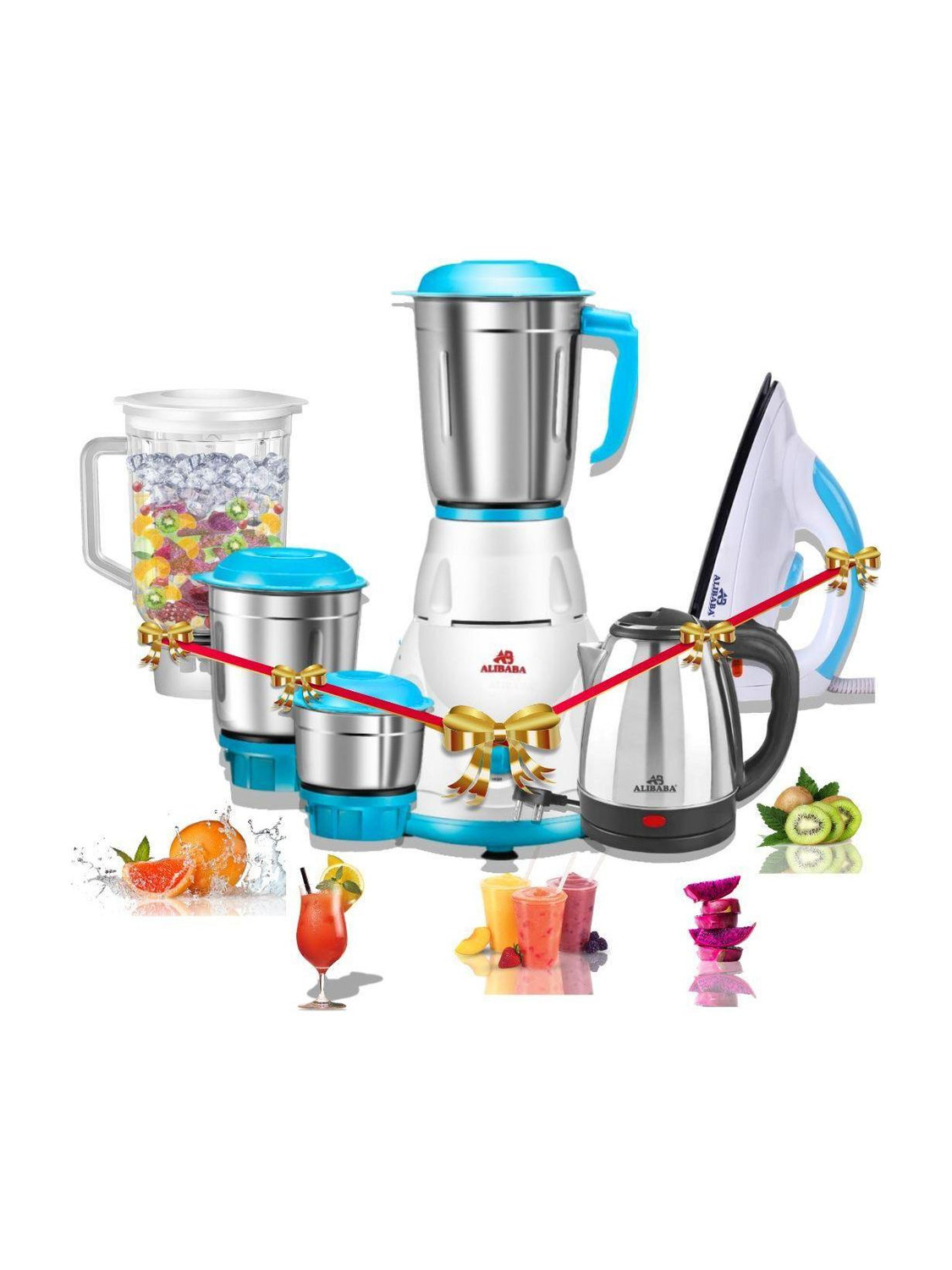 Alibaba Pearl Electric Kettle (2L, Silver) & 550 W Mixer Grinder