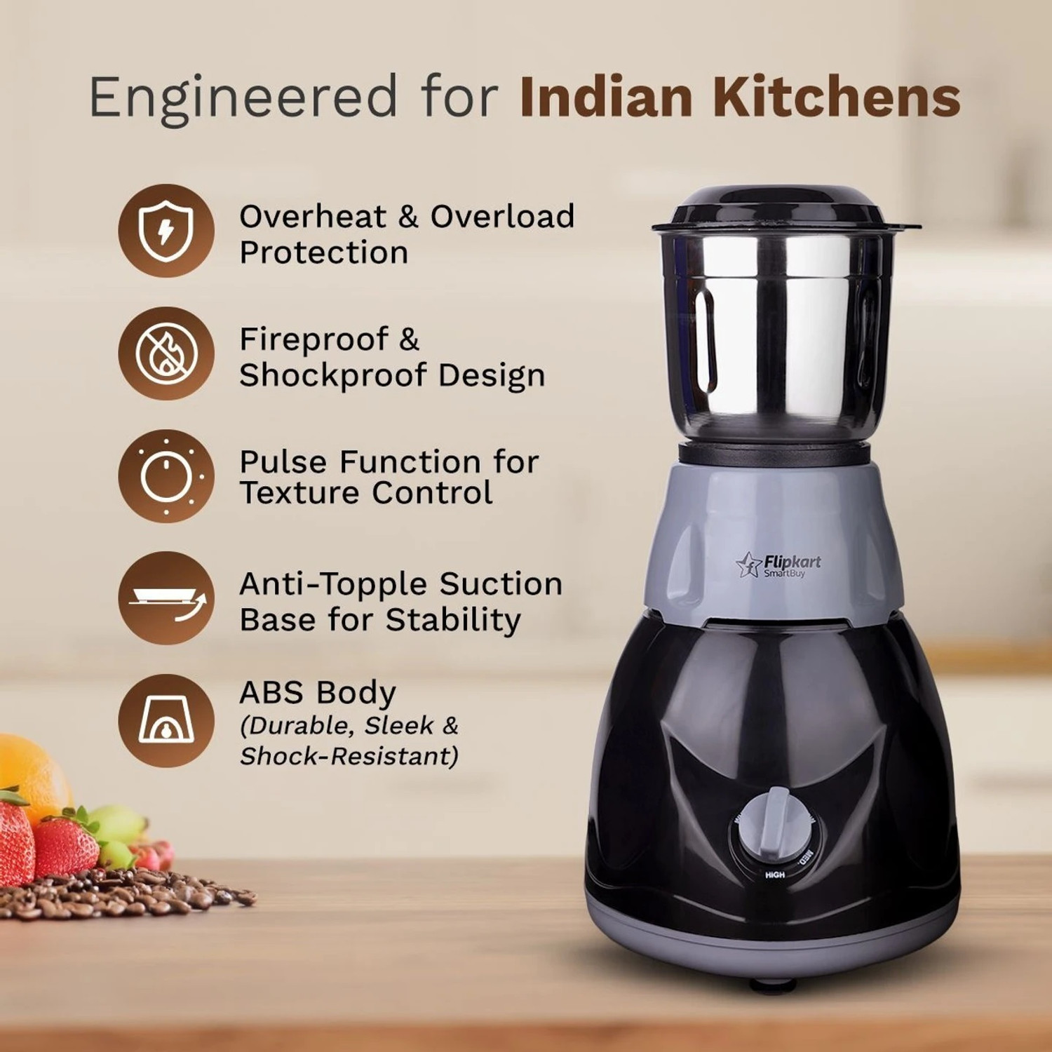 Image of Flipkart SmartBuy Storm Max Power Chef 3 Jar 500 W Mixer Grinder