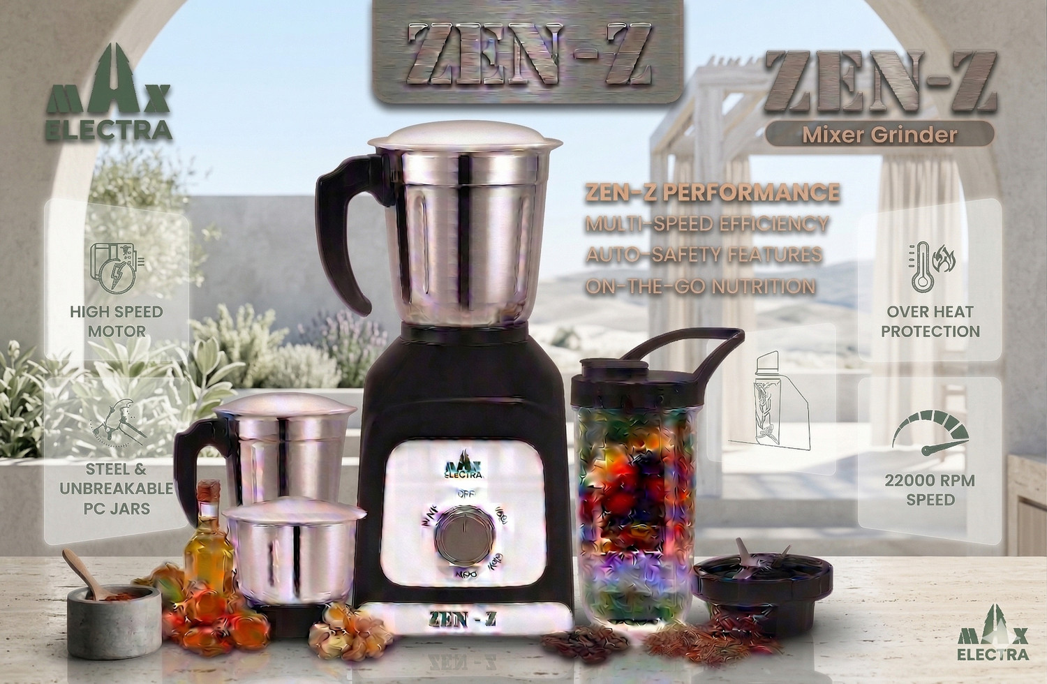Image of MAX ELECTRA ZEN-Z49 500 W Juicer Mixer Grinder