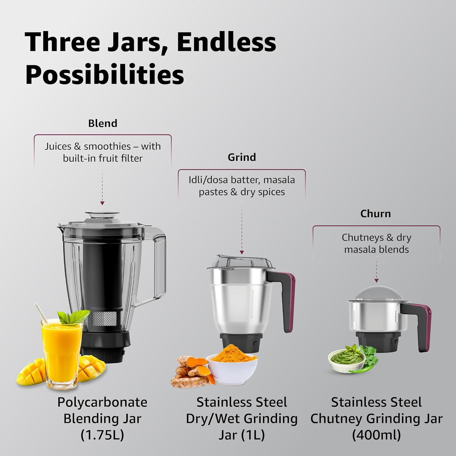 Image of HAVELLS Unity 750 W Juicer Mixer Grinder