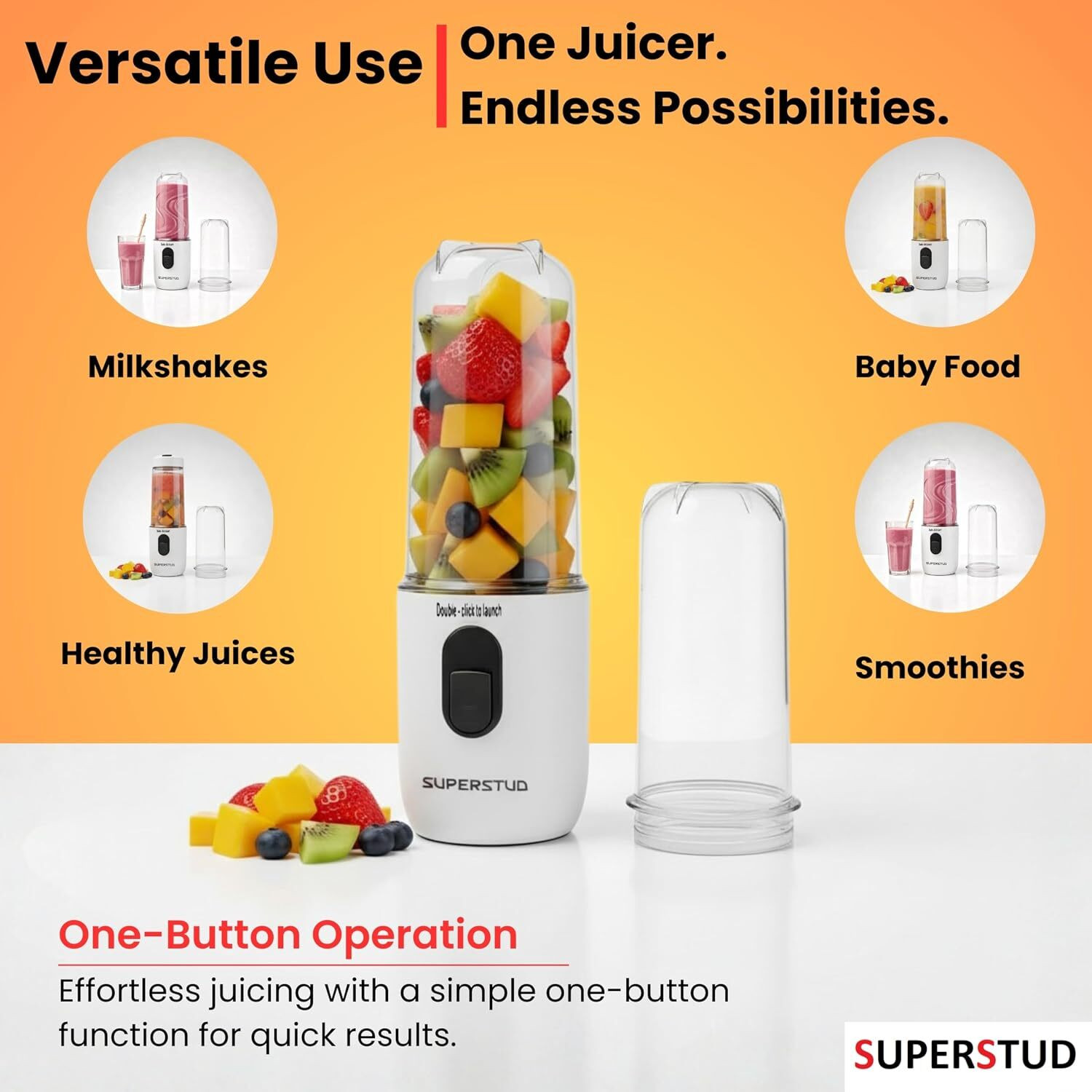 Image of SUPERSTUD 6 Blade Blender | 1800mAh Battery Type-C Charging Portable Juicer 230 W Juicer Mixer Grinder