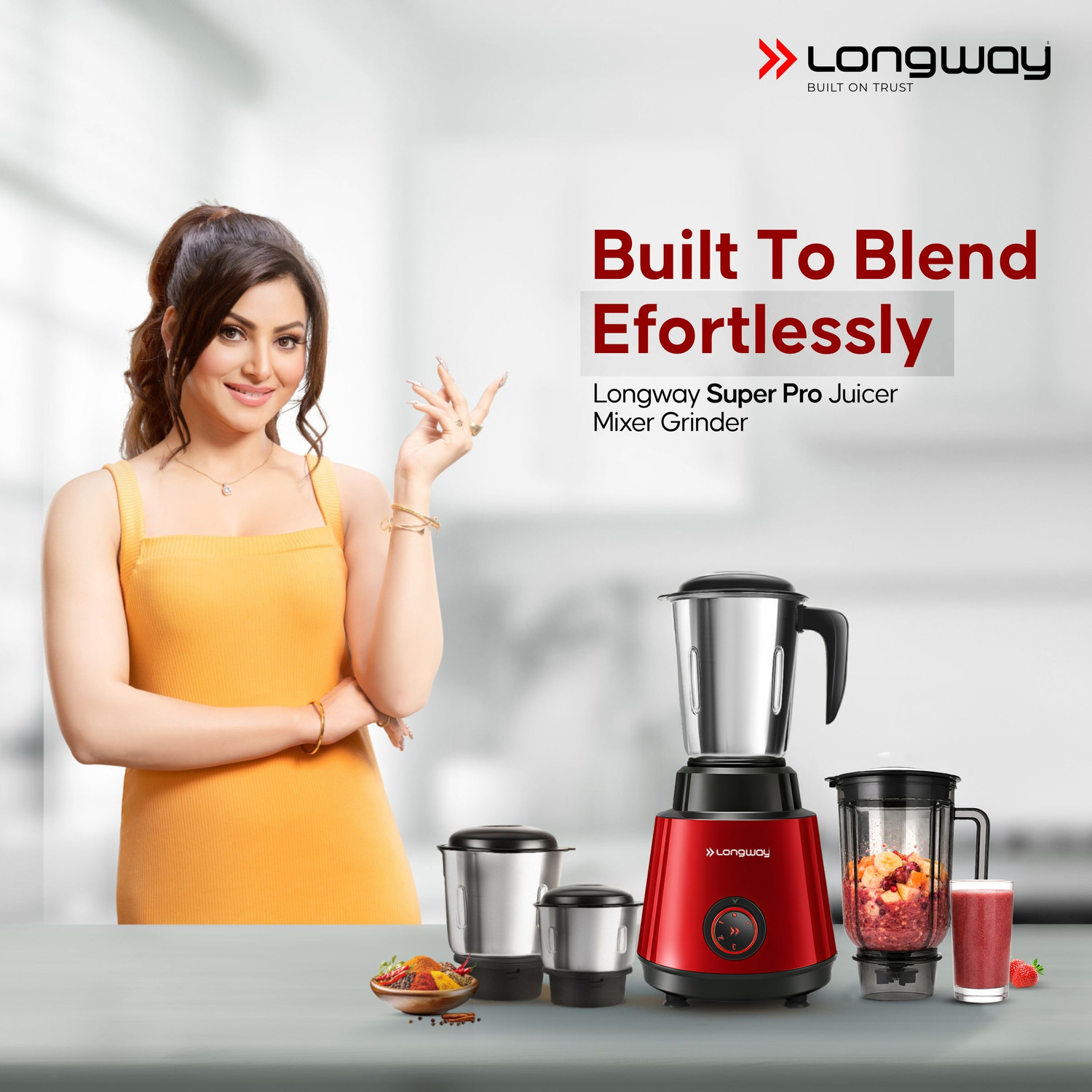 Image of Longway Powerful Motor for Grinding, Mixing, Juicing Up to 750 W Juicer Mixer Grinder