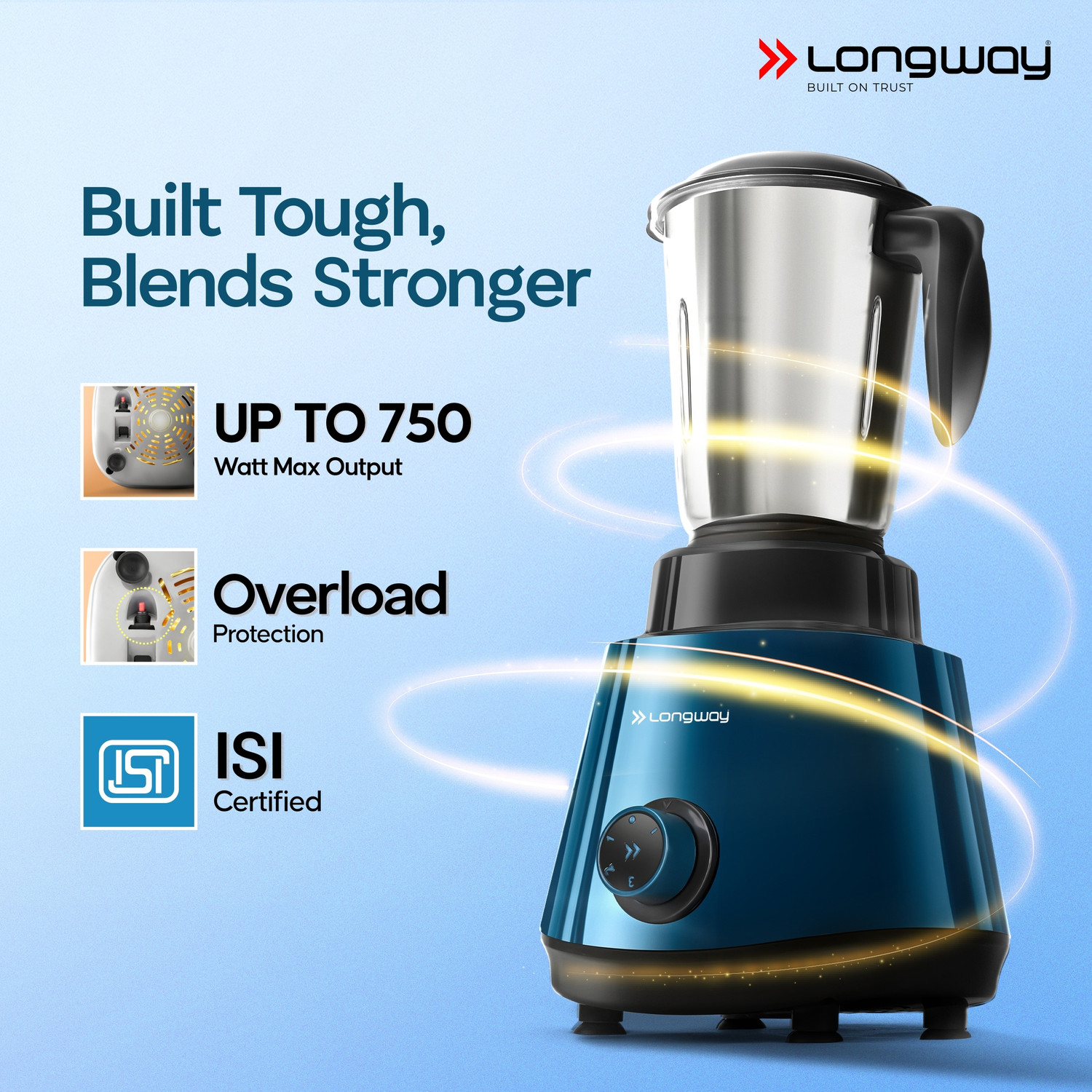 Image of Longway Powerful Motor for Grinding, Mixing, Juicing Up to 750 W Juicer Mixer Grinder