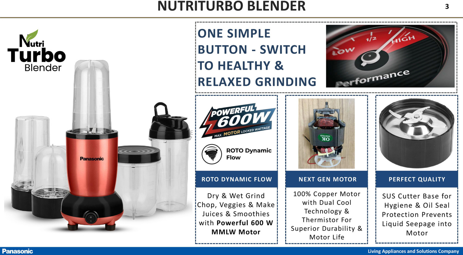 Image of Panasonic Nutri Turbo Hand Blender with Powerful Copper Motor and Safety Lock 600 W Juicer Mixer Grinder