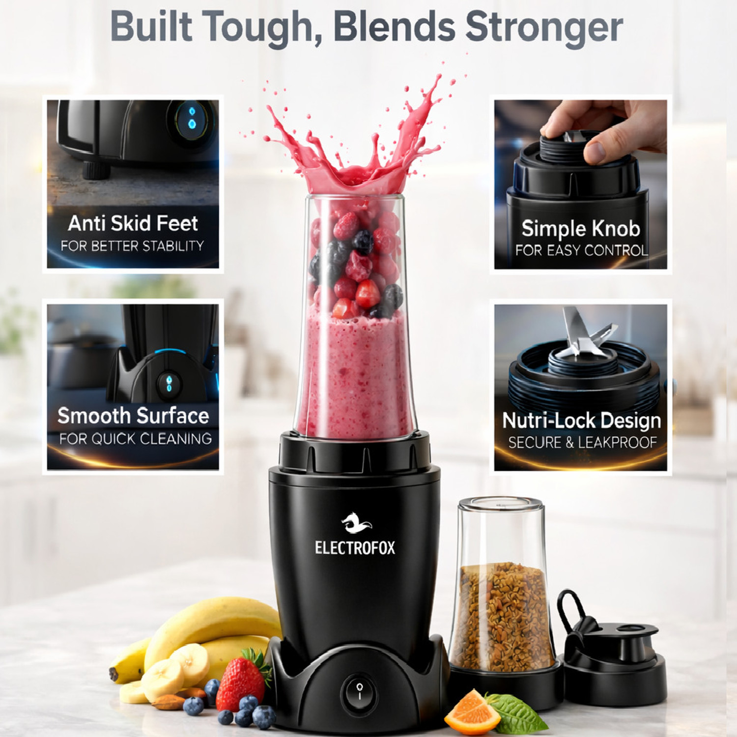Image of Electrofox Nutri Blender Blendo+ 750 W Juicer Mixer Grinder